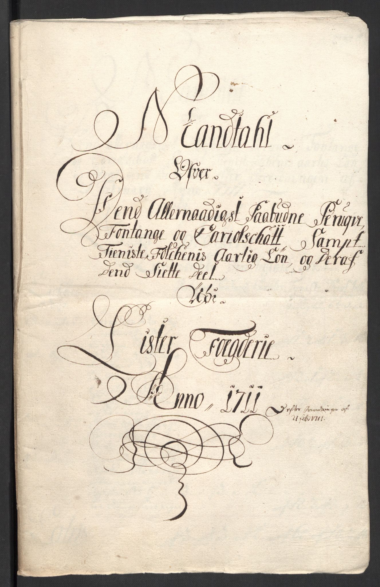 Rentekammeret inntil 1814, Reviderte regnskaper, Fogderegnskap, RA/EA-4092/R43/L2554: Fogderegnskap Lista og Mandal, 1711, p. 333