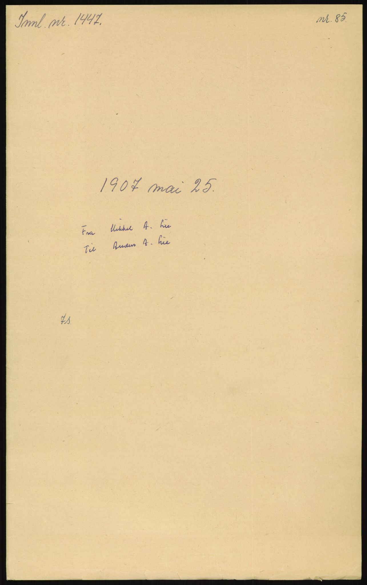 Samlinger til kildeutgivelse, Amerikabrevene, AV/RA-EA-4057/F/L0013: Innlån fra Oppland: Lie (brevnr 79-115) - Nordrum, 1838-1914, p. 83