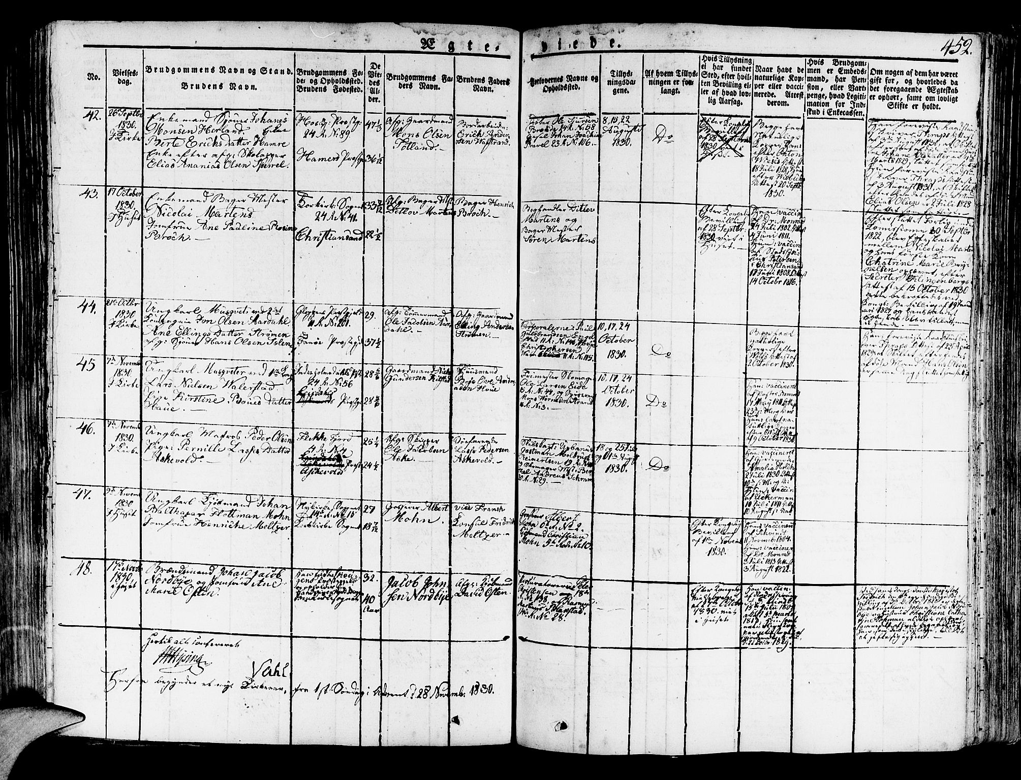 Korskirken sokneprestembete, SAB/A-76101/H/Haa/L0014: Parish register (official) no. A 14, 1823-1835, p. 452