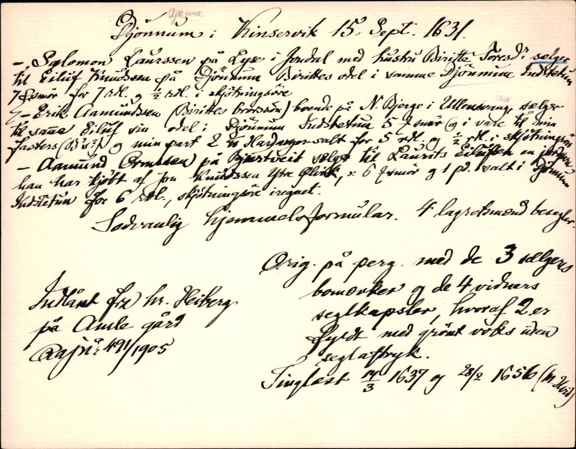 Riksarkivets diplomsamling, AV/RA-EA-5965/F35/F35d/L0003: Innlånte diplomer, seddelregister, 1621-1642, p. 335