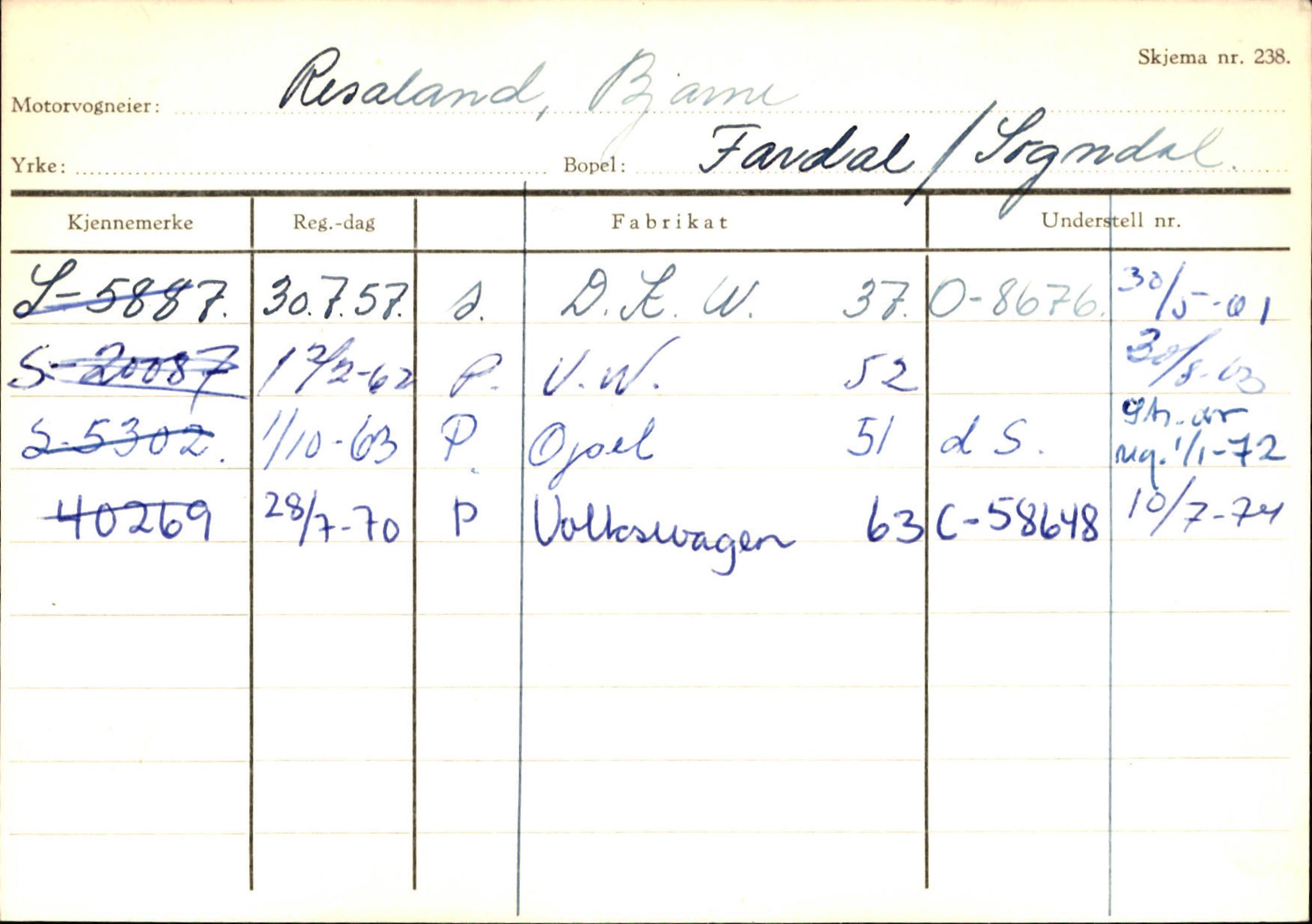 Statens vegvesen, Sogn og Fjordane vegkontor, SAB/A-5301/4/F/L0124: Eigarregister Sogndal A-U, 1945-1975, p. 2021