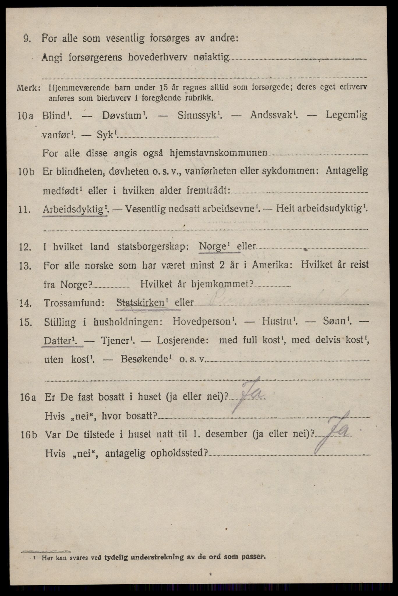 SAST, 1920 census for Lund, 1920, p. 1595