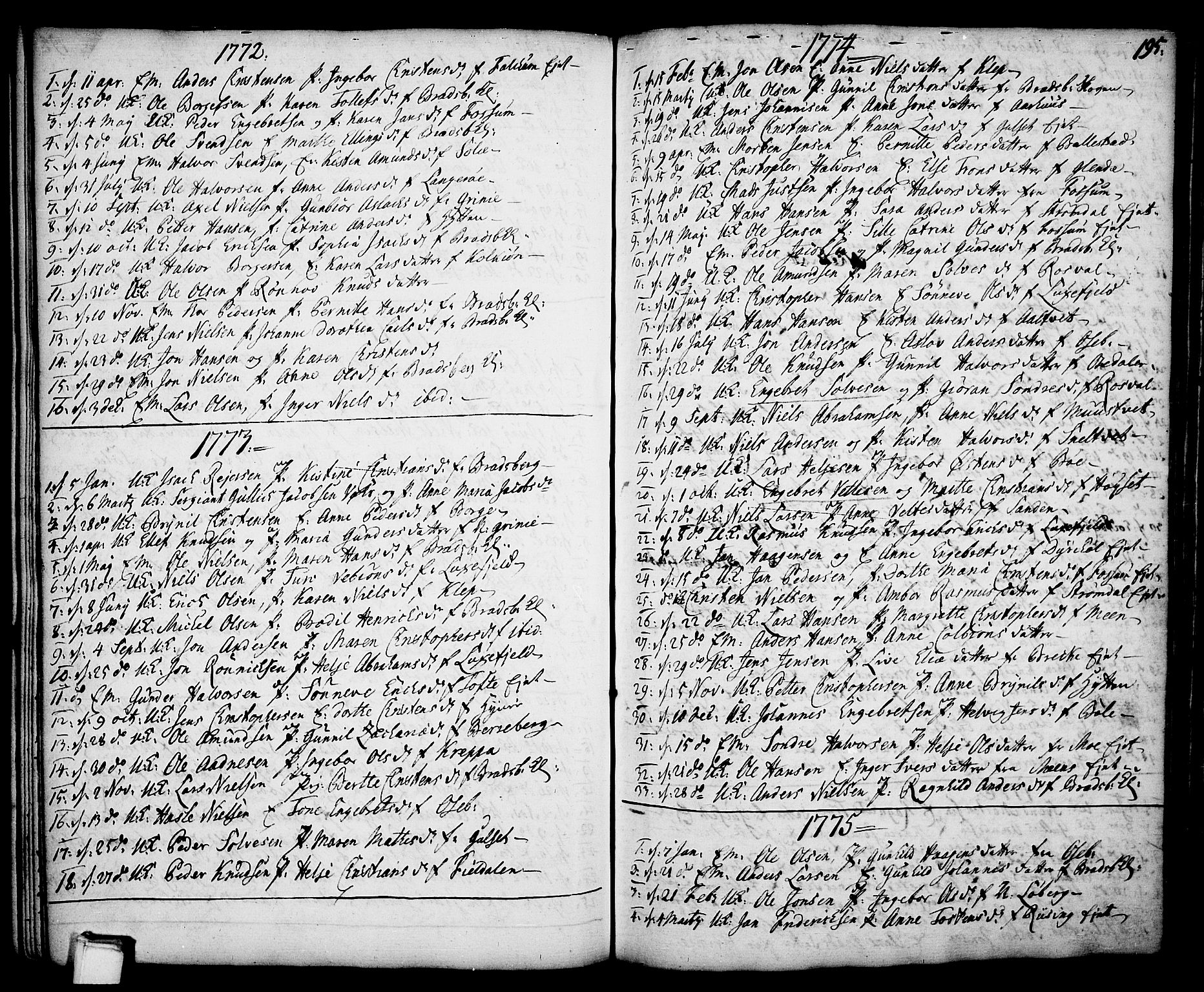 Gjerpen kirkebøker, SAKO/A-265/F/Fa/L0002: Parish register (official) no. I 2, 1747-1795, p. 195