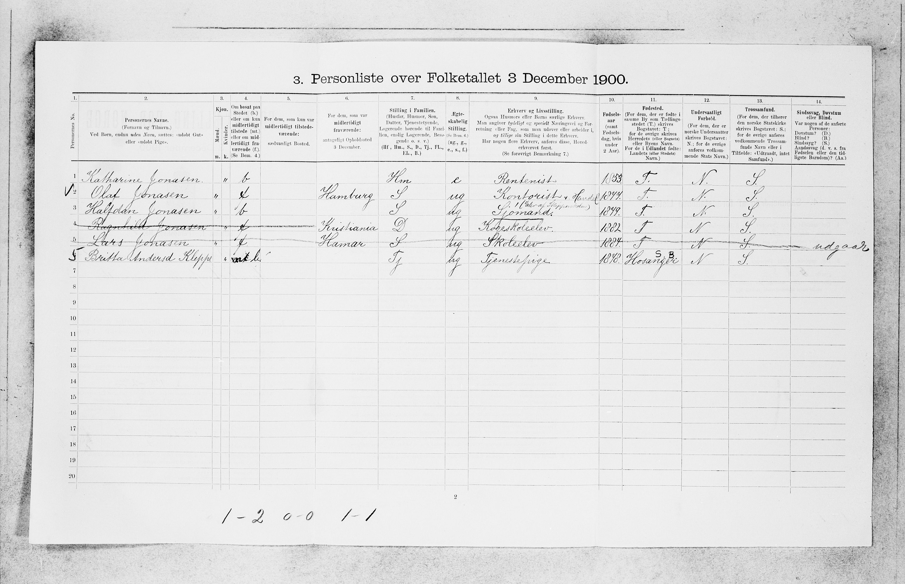 SAB, 1900 census for Bergen, 1900, p. 26835