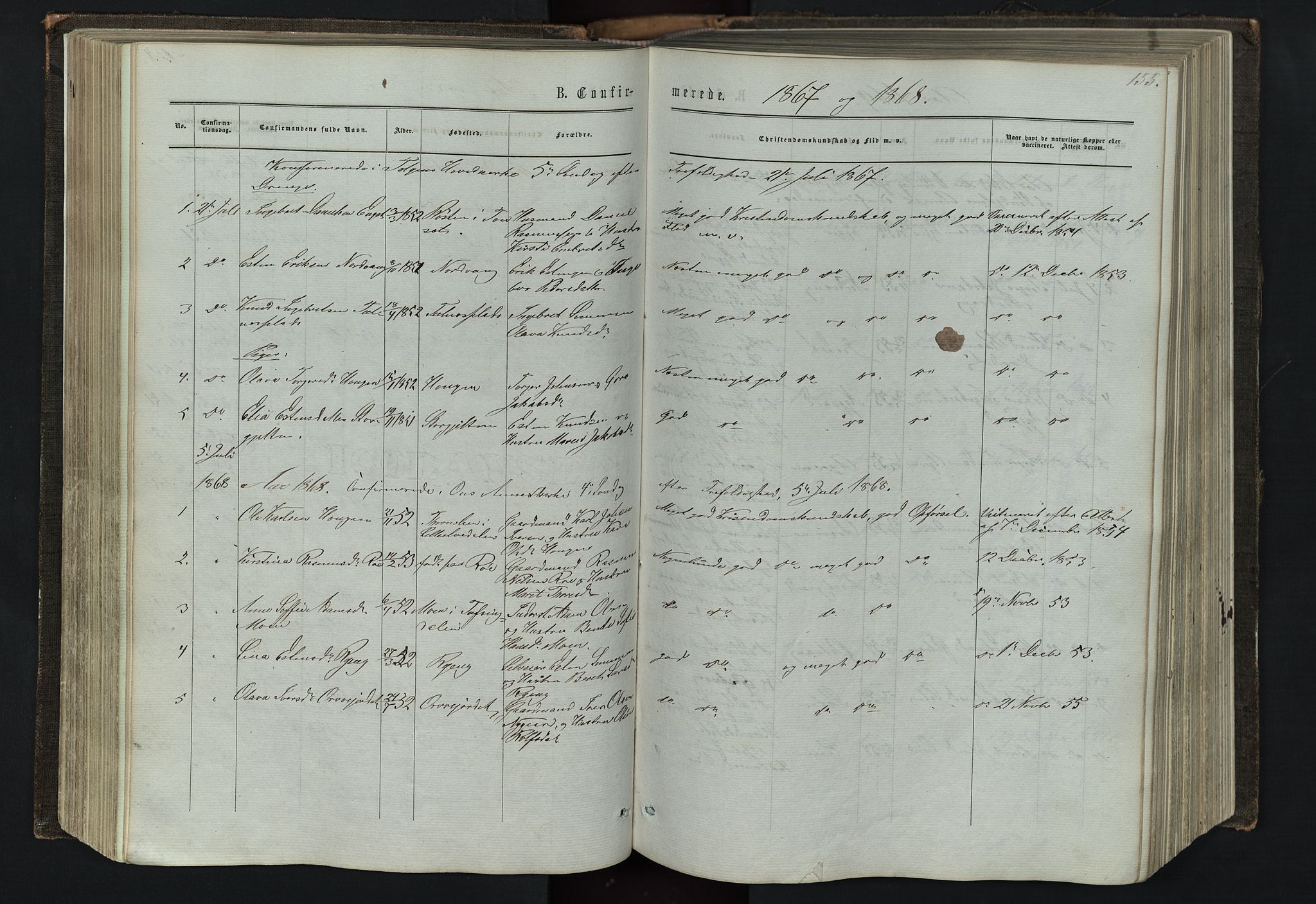 Tolga prestekontor, SAH/PREST-062/L/L0005: Parish register (copy) no. 5, 1862-1893, p. 155