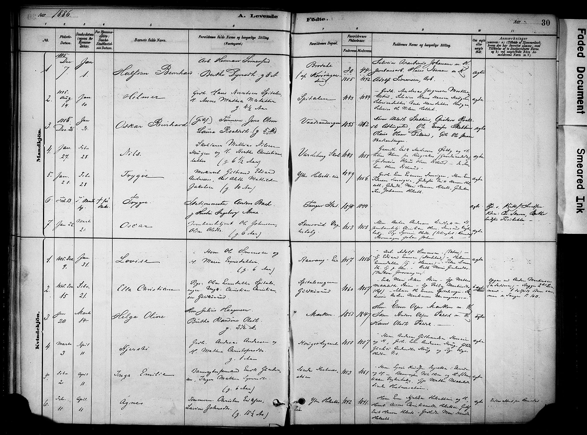 Stange prestekontor, SAH/PREST-002/K/L0018: Parish register (official) no. 18, 1880-1896, p. 30