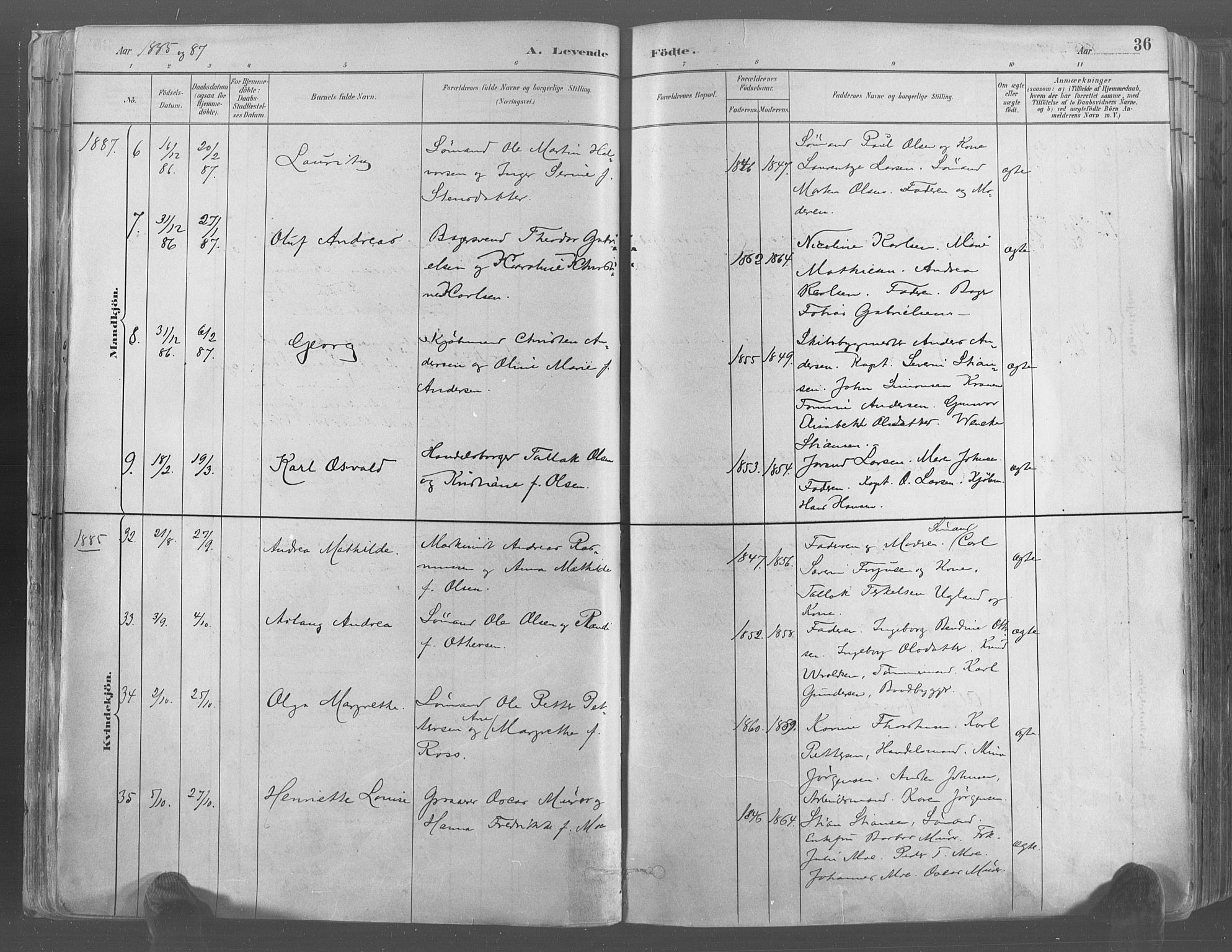 Risør sokneprestkontor, AV/SAK-1111-0035/F/Fa/L0005: Parish register (official) no. A 5, 1883-1895, p. 36