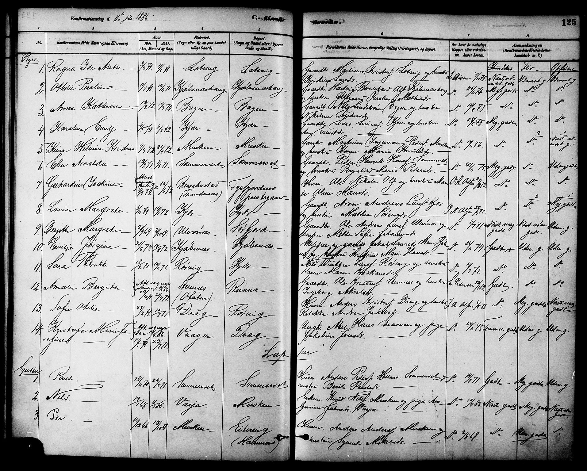 Ministerialprotokoller, klokkerbøker og fødselsregistre - Nordland, SAT/A-1459/861/L0868: Parish register (official) no. 861A03, 1879-1889, p. 125