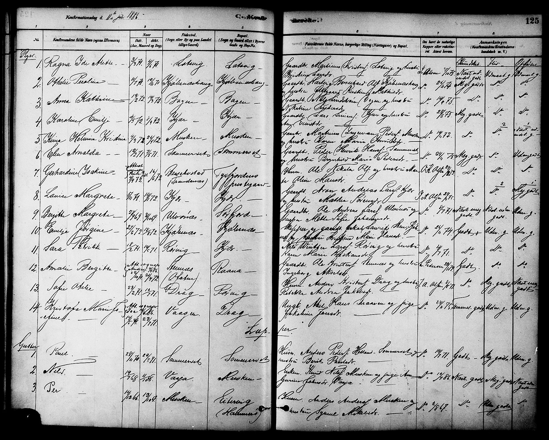 Ministerialprotokoller, klokkerbøker og fødselsregistre - Nordland, AV/SAT-A-1459/861/L0868: Parish register (official) no. 861A03, 1879-1889, p. 125