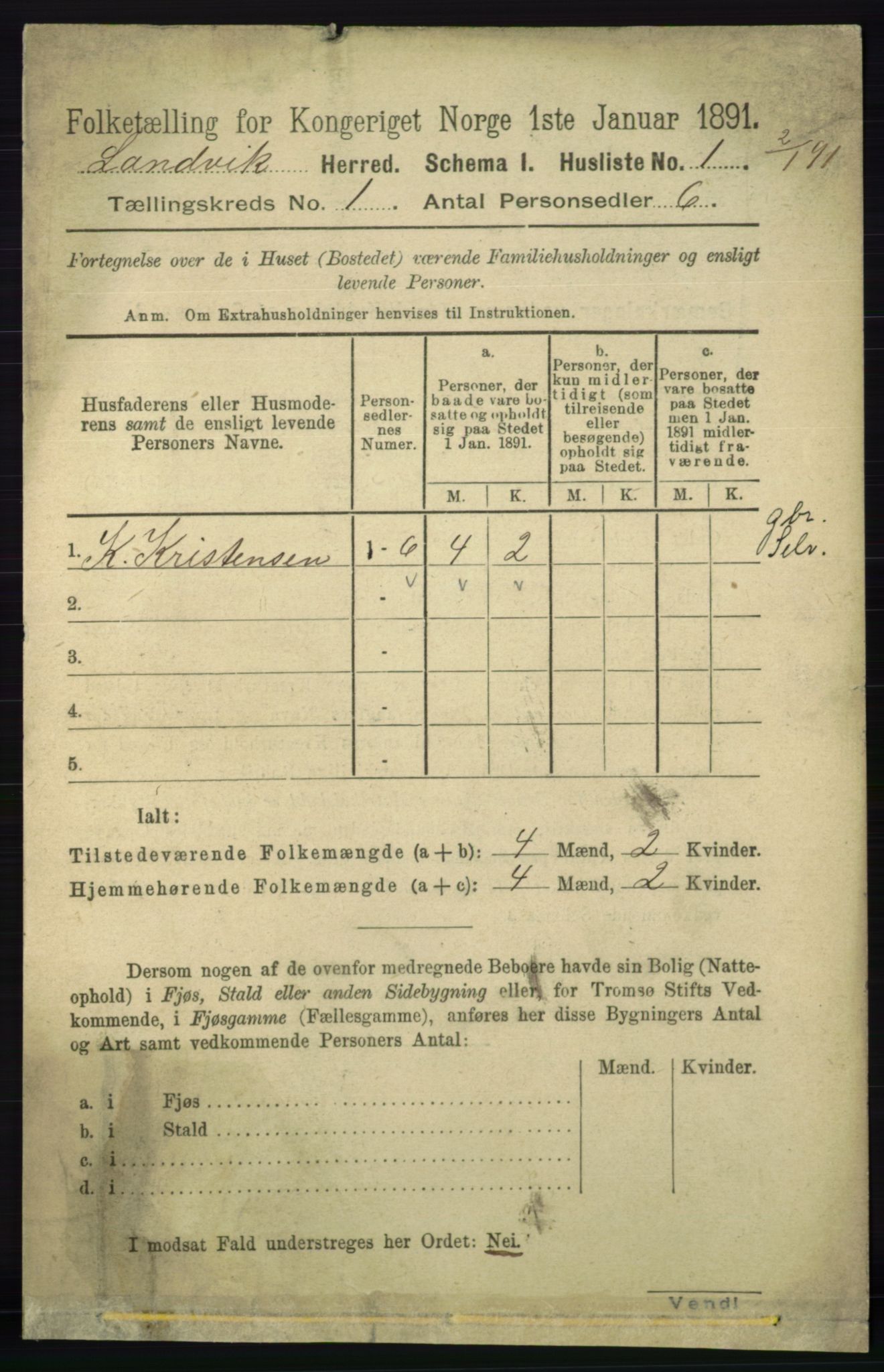 RA, 1891 census for 0924 Landvik, 1891, p. 23