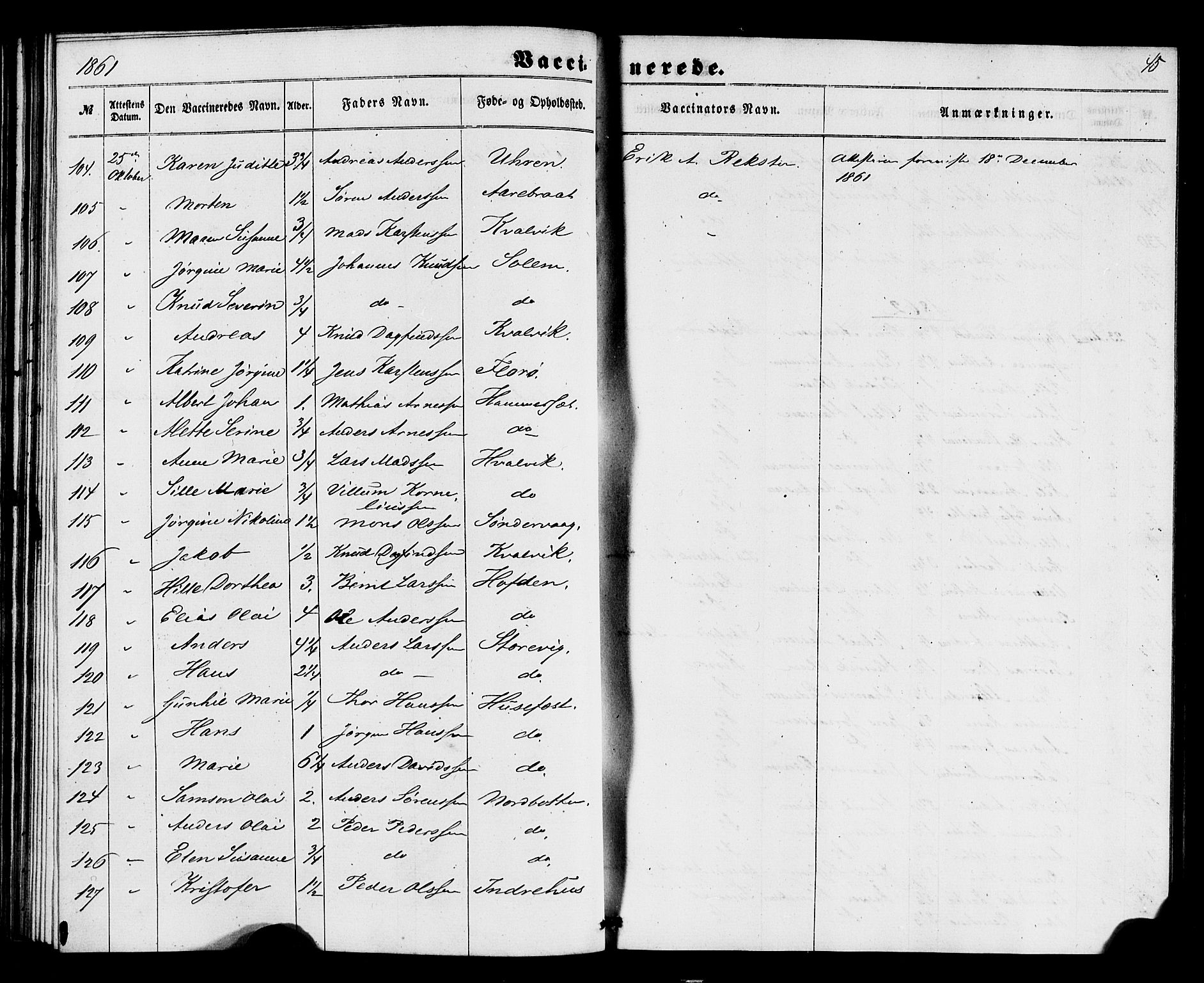 Kinn sokneprestembete, SAB/A-80801/H/Haa/Haaa/L0017: Parish register (official) no. A 17, 1858-1867, p. 45