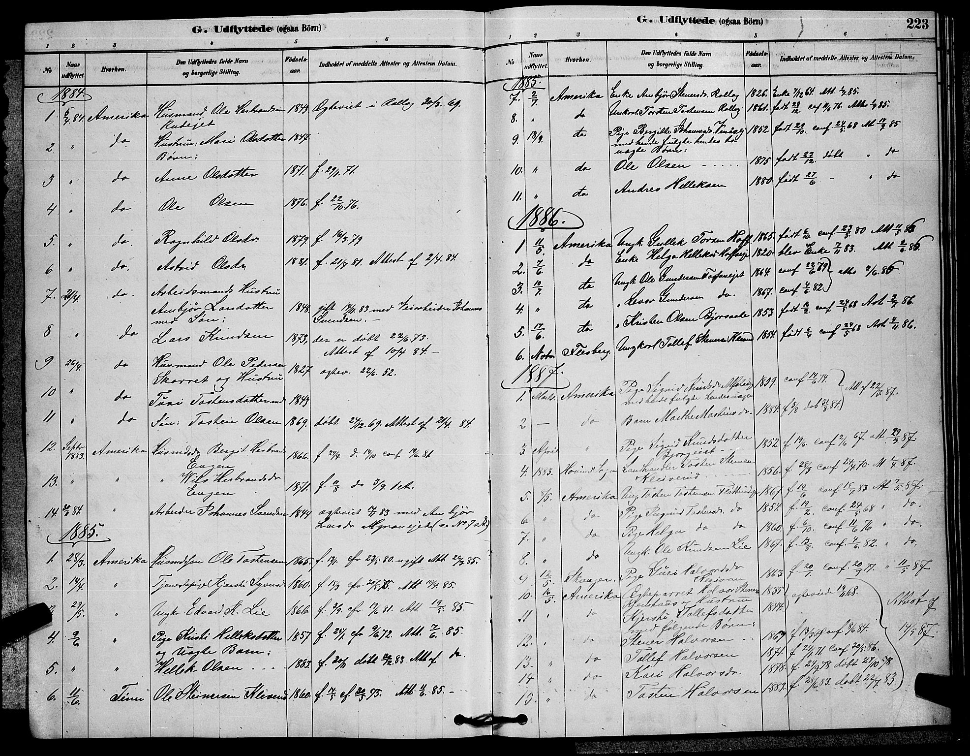 Rollag kirkebøker, AV/SAKO-A-240/G/Ga/L0004: Parish register (copy) no. I 4, 1878-1903, p. 223