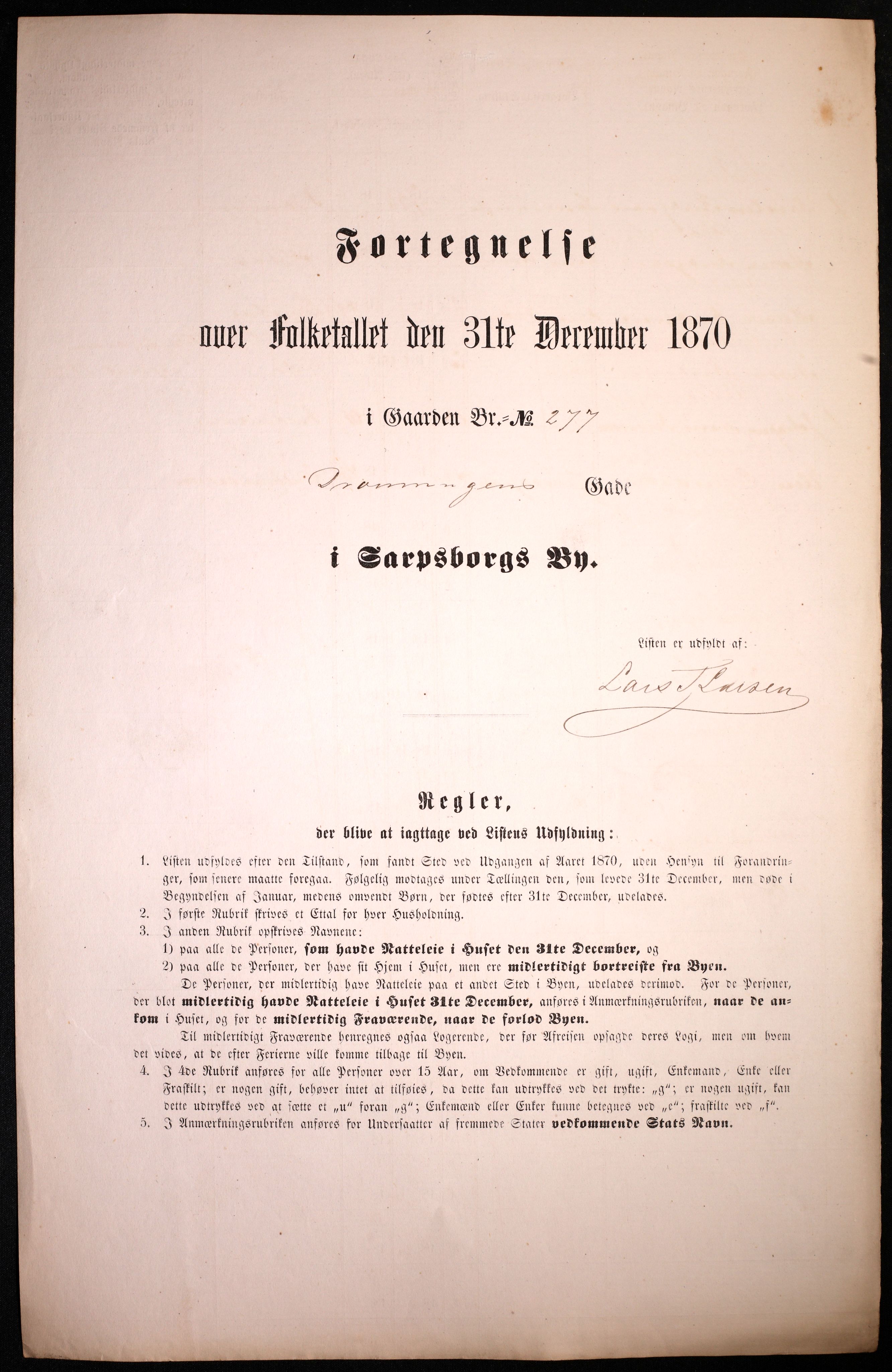 RA, 1870 census for 0102 Sarpsborg, 1870, p. 199