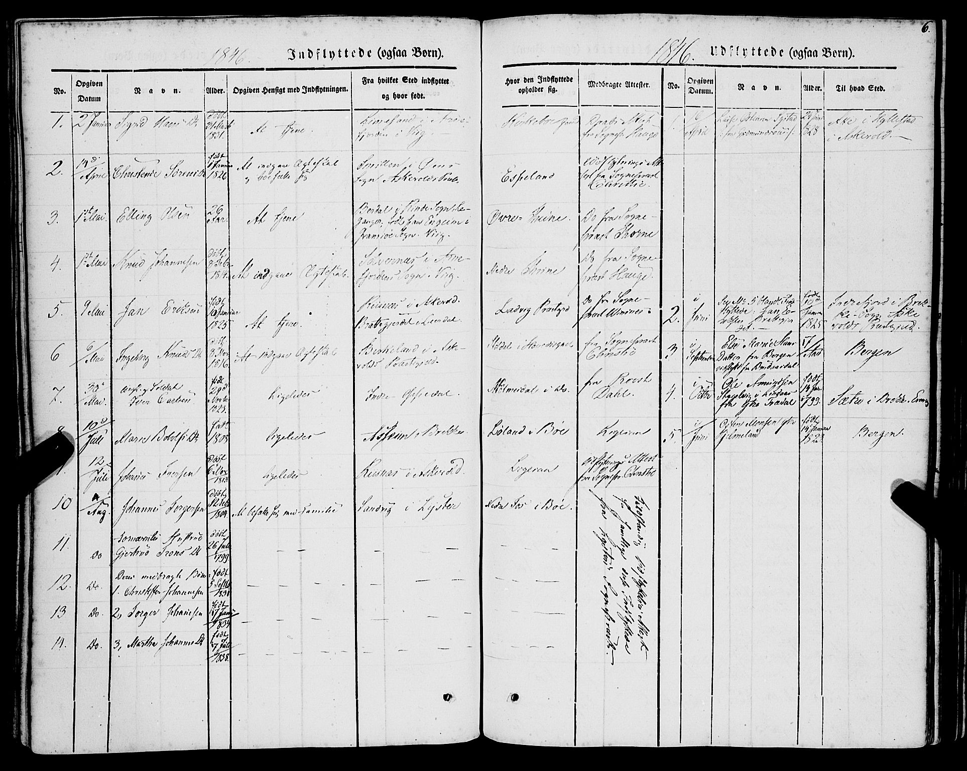 Lavik sokneprestembete, SAB/A-80901: Parish register (official) no. A 3, 1843-1863, p. 6