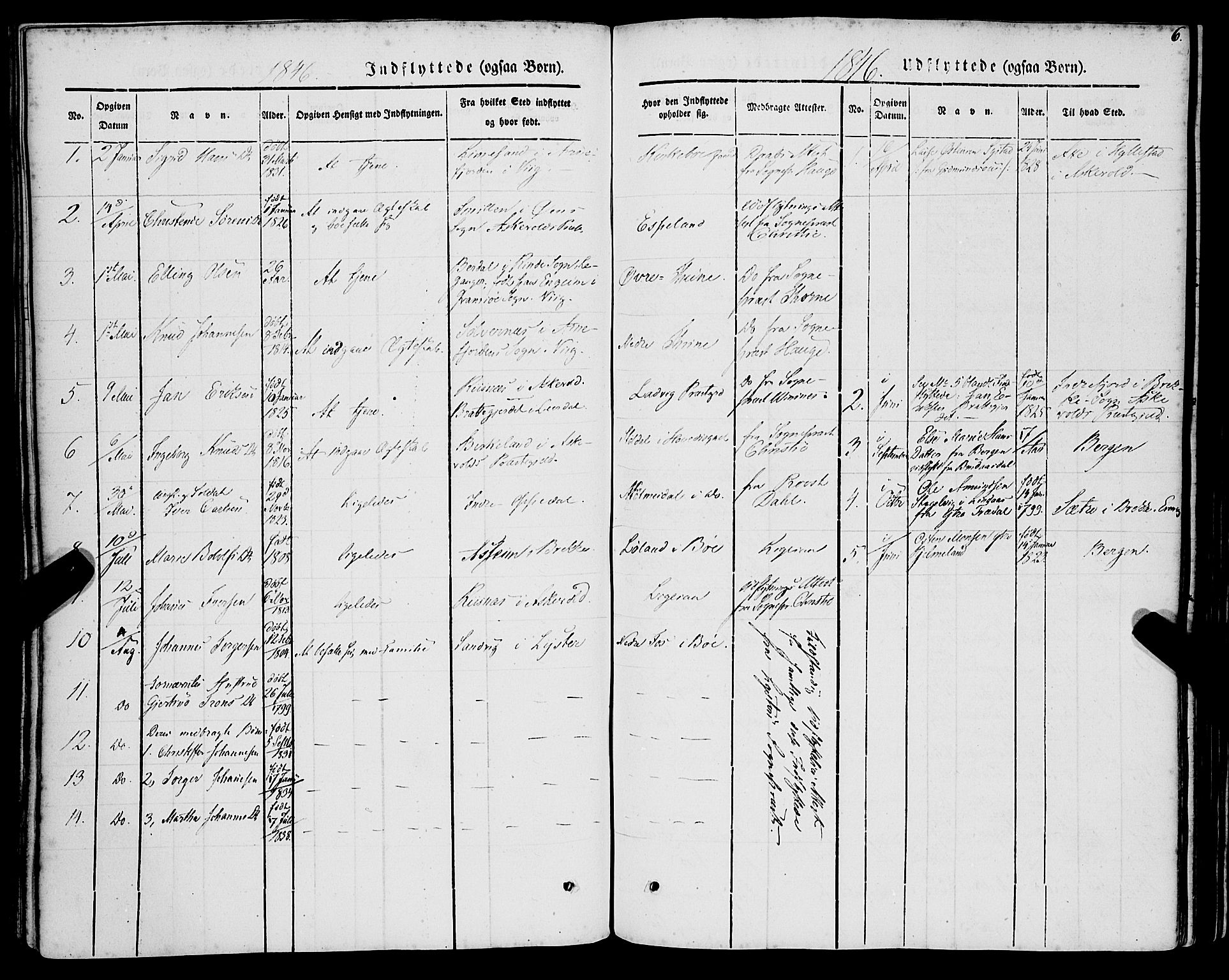 Lavik sokneprestembete, AV/SAB-A-80901: Parish register (official) no. A 3, 1843-1863, p. 6