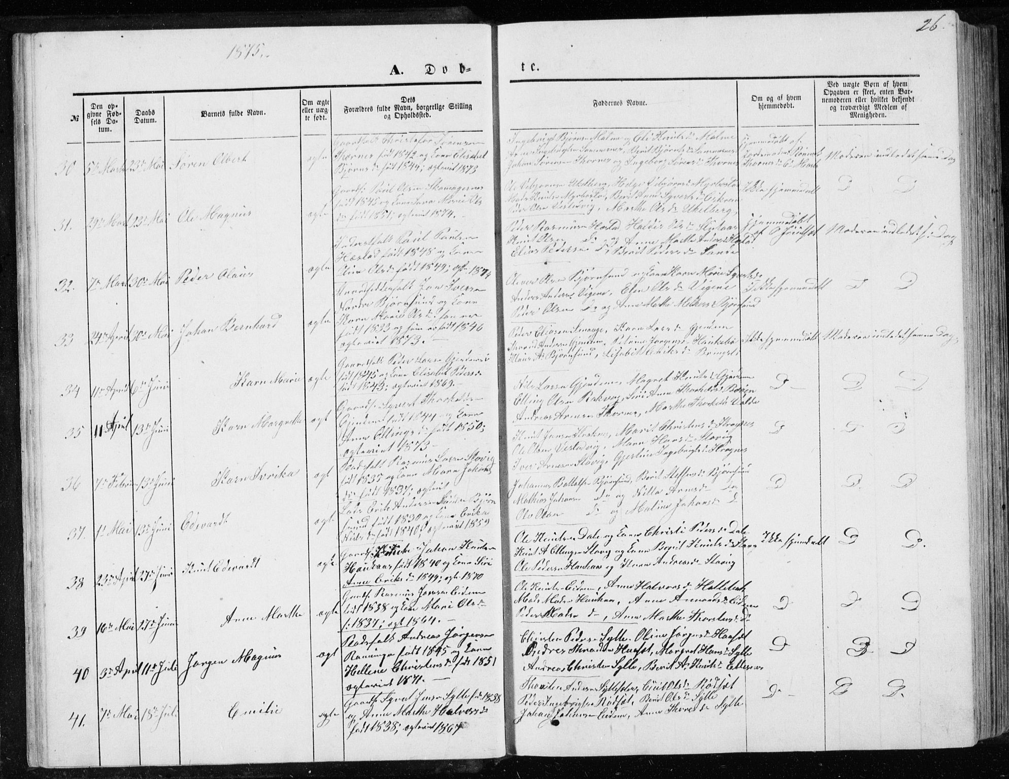 Ministerialprotokoller, klokkerbøker og fødselsregistre - Møre og Romsdal, AV/SAT-A-1454/565/L0754: Parish register (copy) no. 565C03, 1870-1896, p. 26