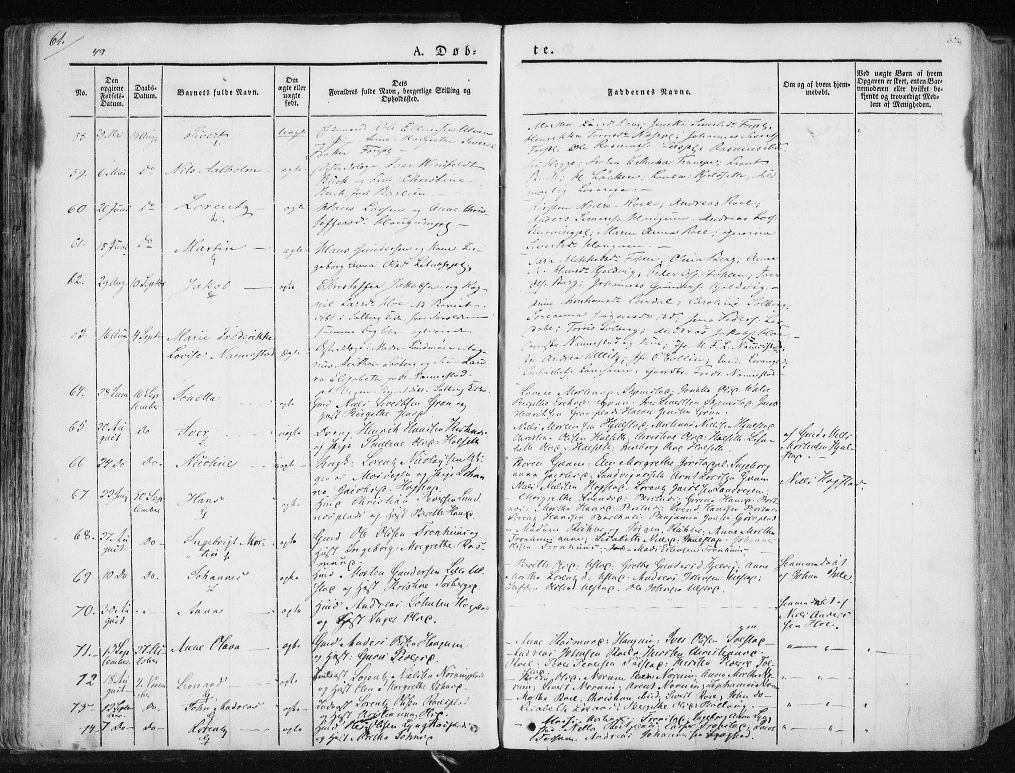 Ministerialprotokoller, klokkerbøker og fødselsregistre - Nord-Trøndelag, AV/SAT-A-1458/730/L0280: Parish register (official) no. 730A07 /1, 1840-1854, p. 61