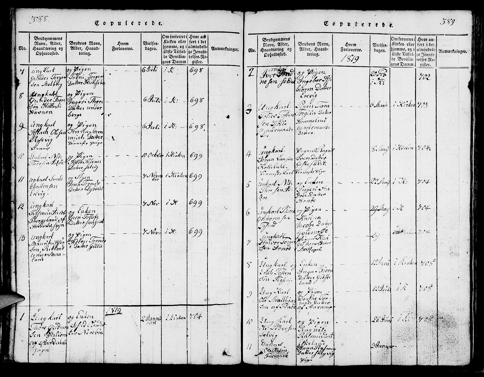 Strand sokneprestkontor, SAST/A-101828/H/Ha/Hab/L0002: Parish register (copy) no. B 2, 1816-1854, p. 388-389