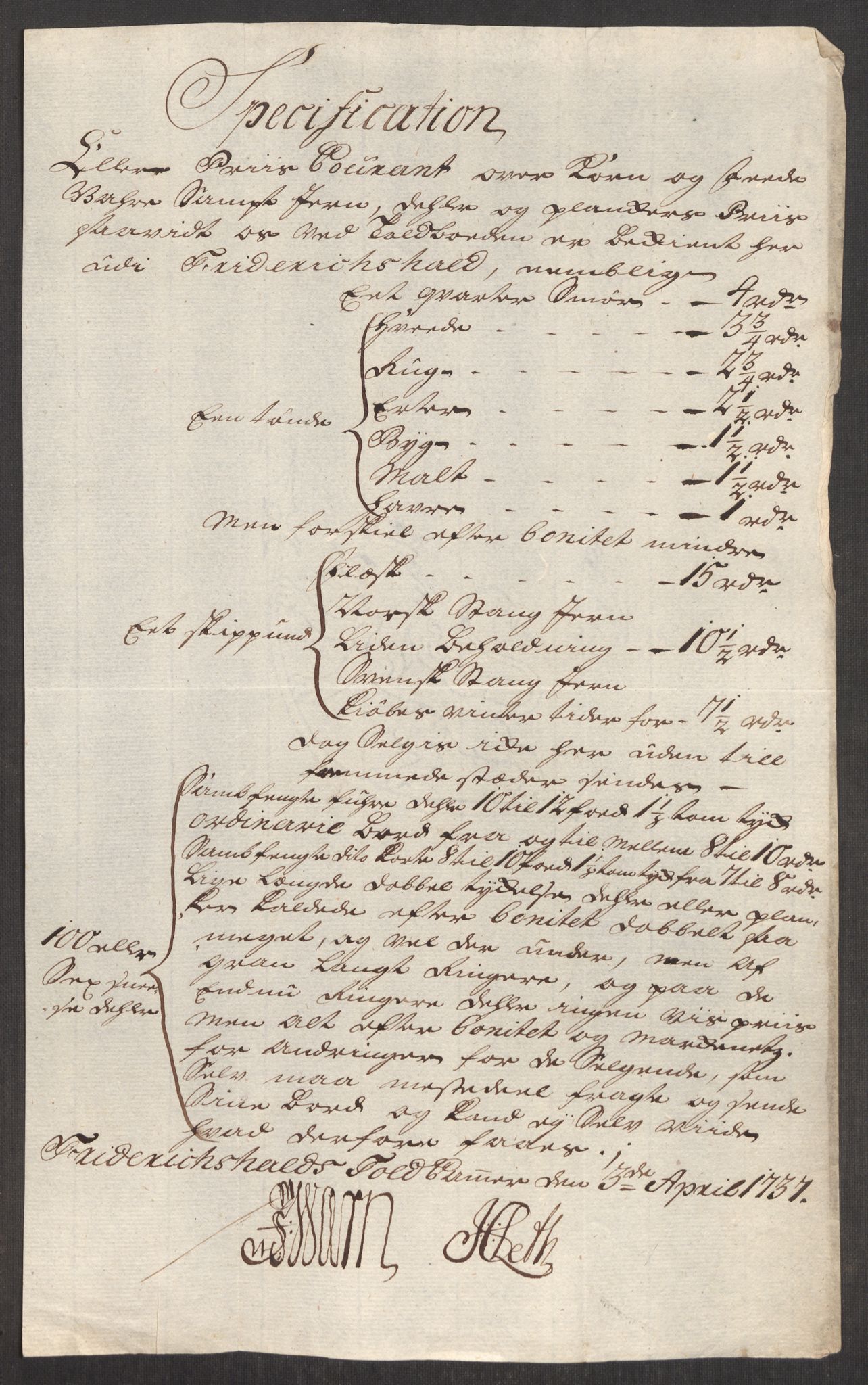 Rentekammeret inntil 1814, Realistisk ordnet avdeling, RA/EA-4070/Oe/L0001: [Ø1]: Priskuranter, 1712-1739, p. 435