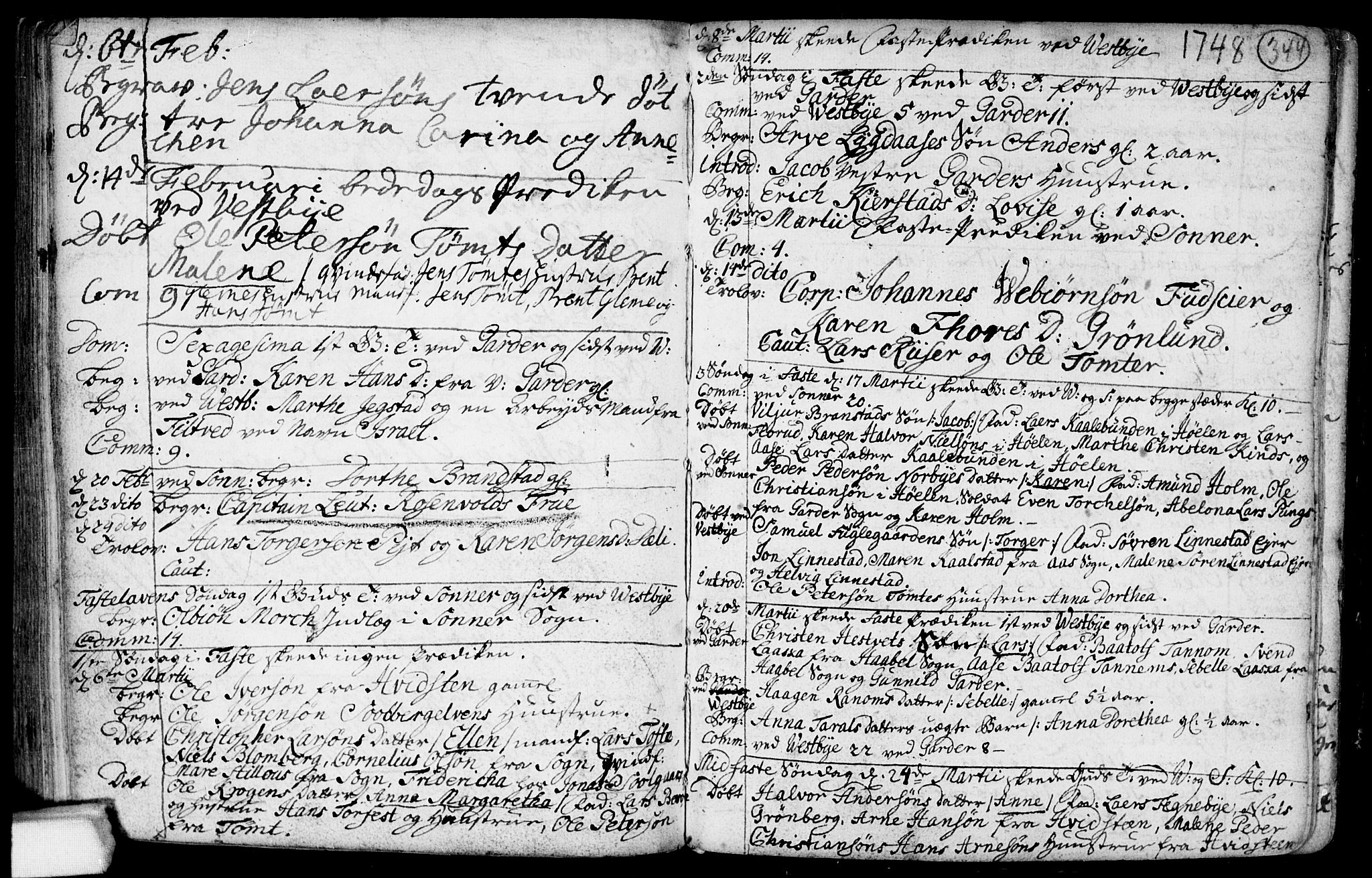Vestby prestekontor Kirkebøker, SAO/A-10893/F/Fa/L0001.b: Parish register (official) no. I 1B, 1714-1759, p. 344
