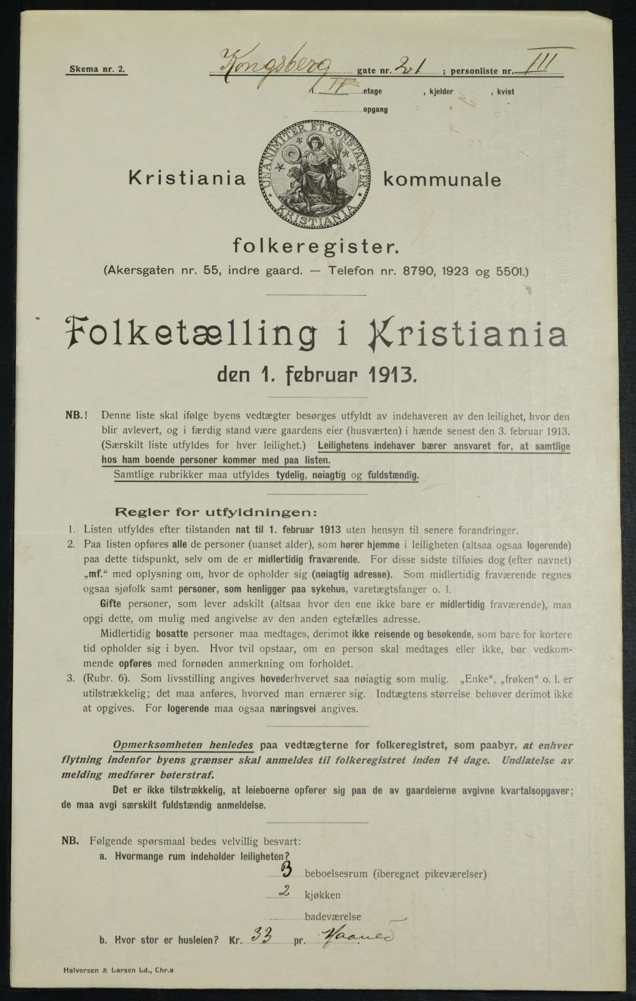 OBA, Municipal Census 1913 for Kristiania, 1913, p. 52709