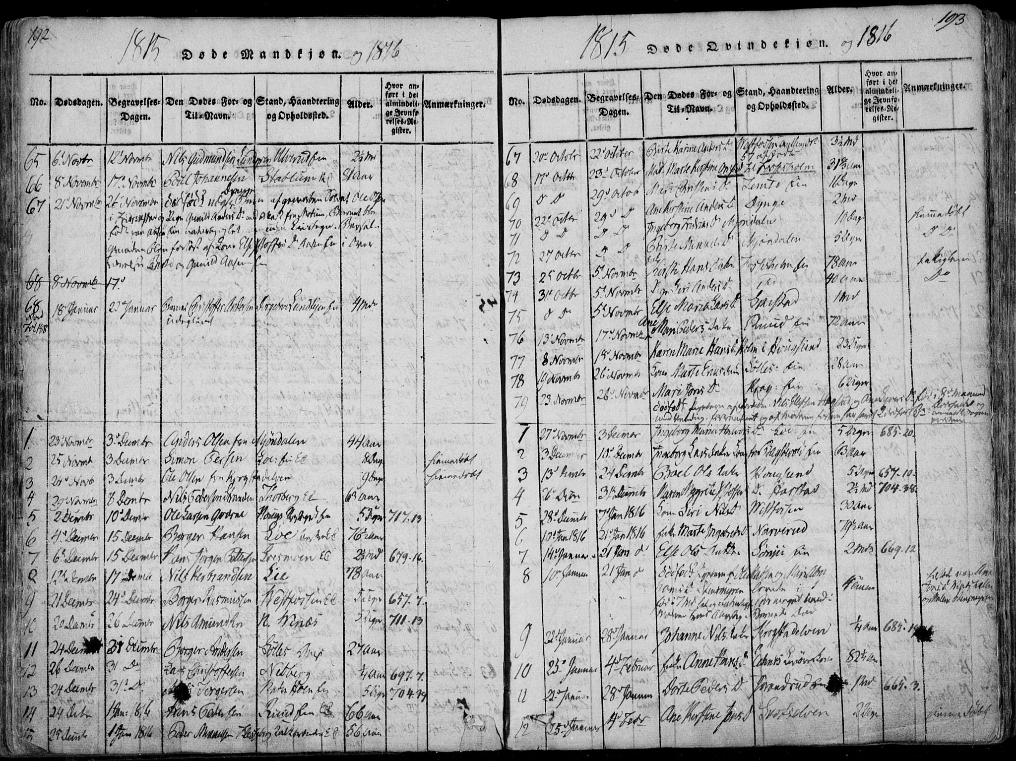 Eiker kirkebøker, AV/SAKO-A-4/F/Fa/L0011: Parish register (official) no. I 11, 1814-1827, p. 192-193