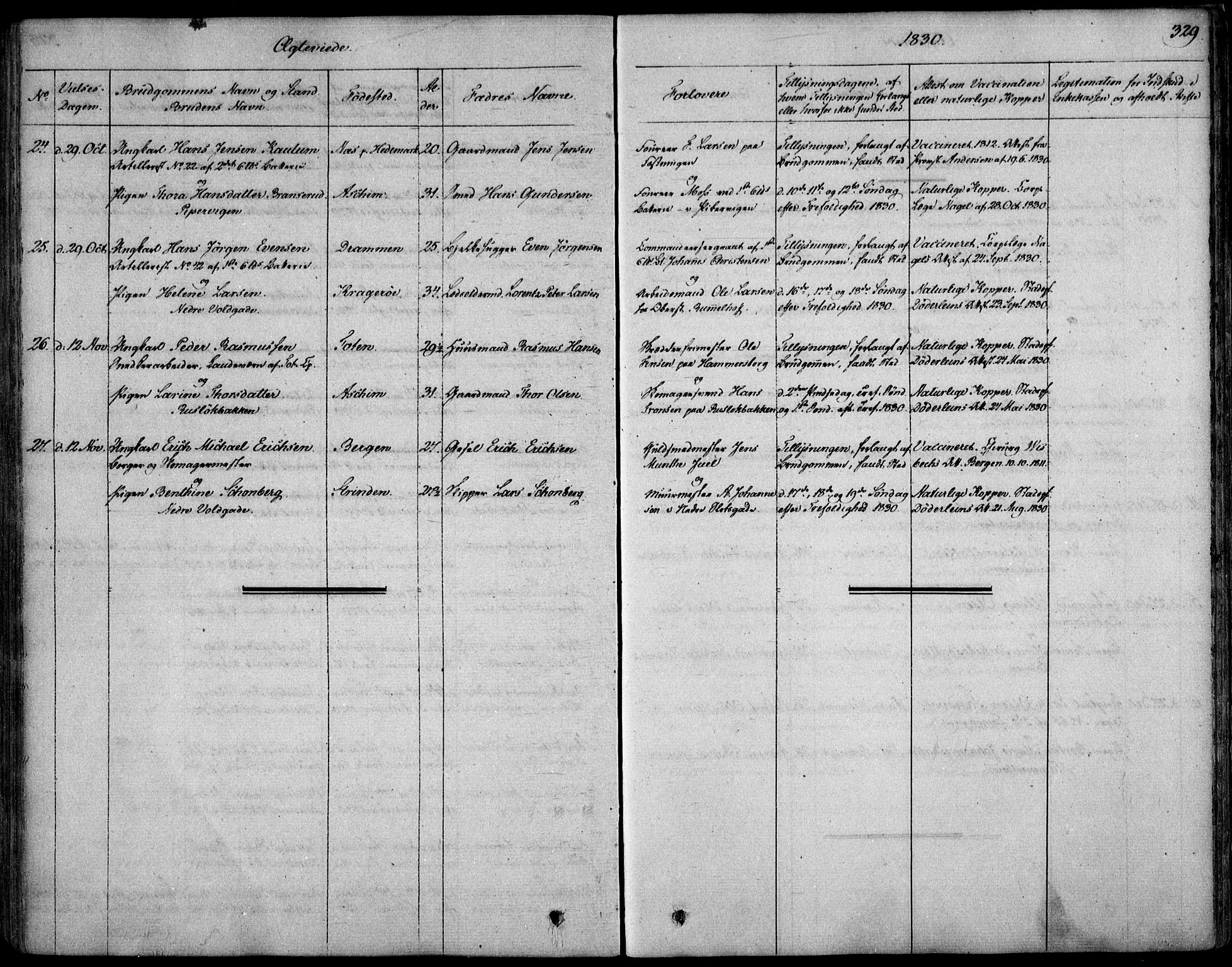 Garnisonsmenigheten Kirkebøker, SAO/A-10846/F/Fa/L0006: Parish register (official) no. 6, 1828-1841, p. 329