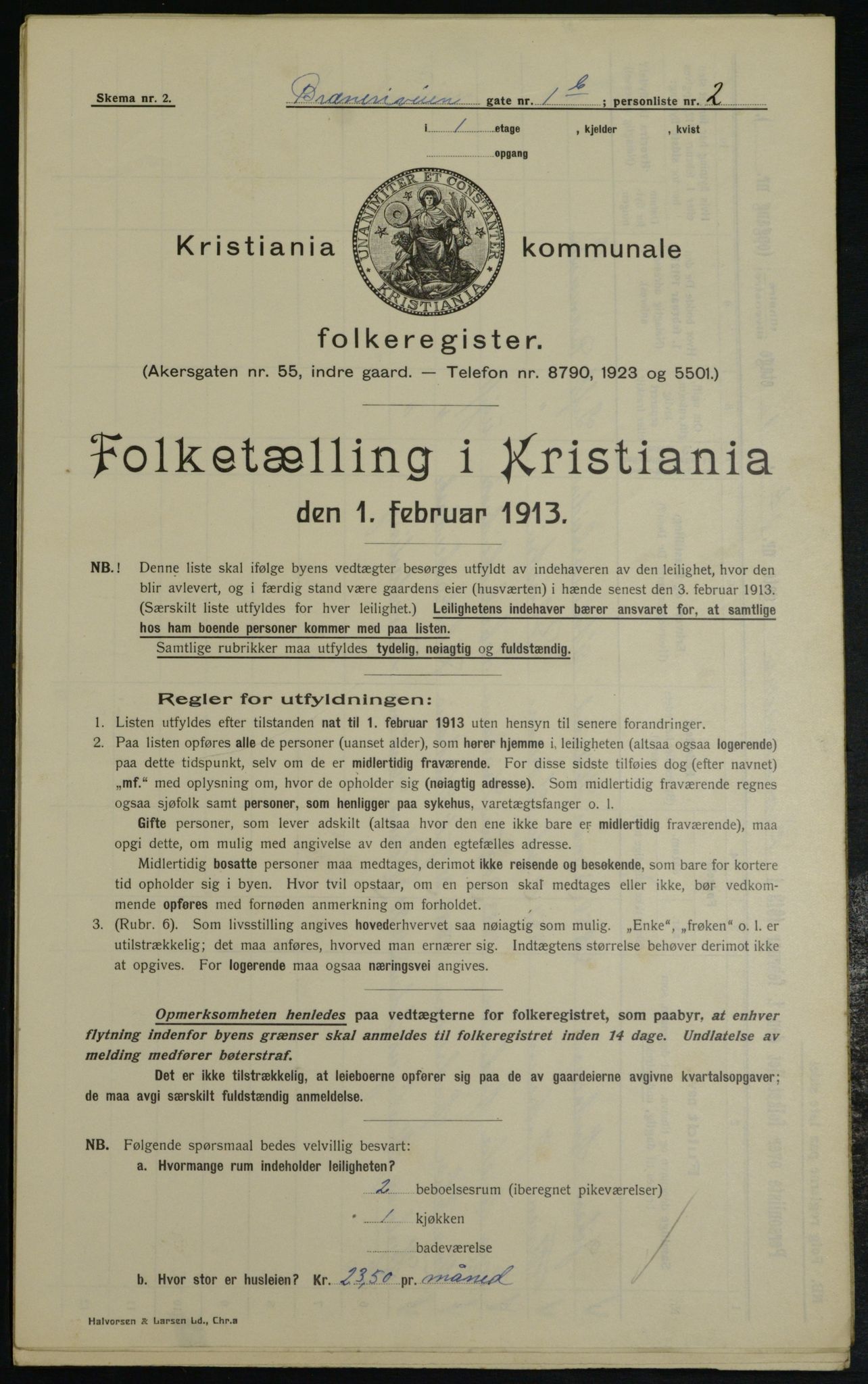 OBA, Municipal Census 1913 for Kristiania, 1913, p. 8578