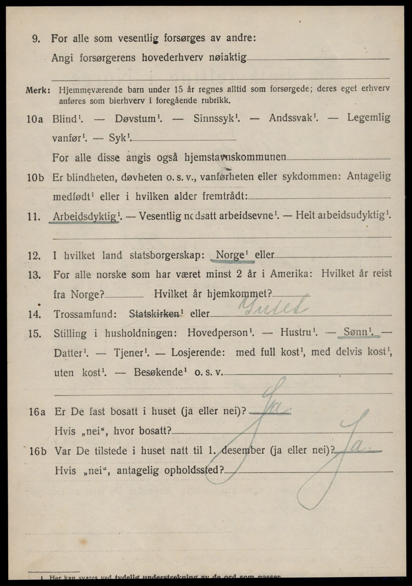 SAT, 1920 census for Volda, 1920, p. 12487