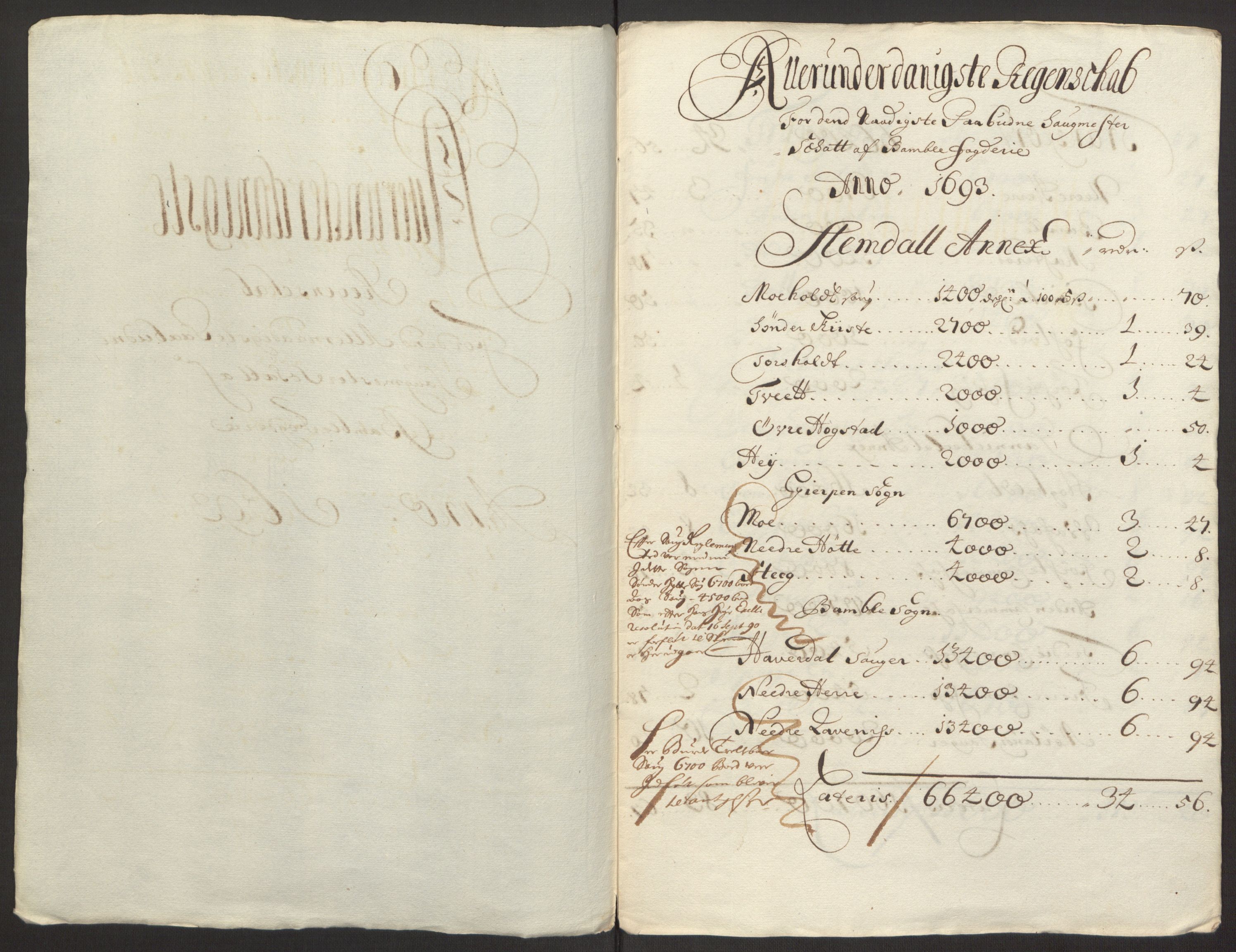 Rentekammeret inntil 1814, Reviderte regnskaper, Fogderegnskap, RA/EA-4092/R34/L2052: Fogderegnskap Bamble, 1692-1693, p. 316