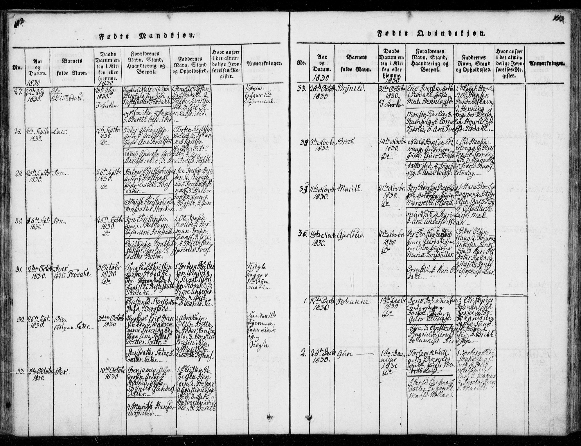 Ministerialprotokoller, klokkerbøker og fødselsregistre - Møre og Romsdal, AV/SAT-A-1454/578/L0903: Parish register (official) no. 578A02, 1819-1838, p. 112-113