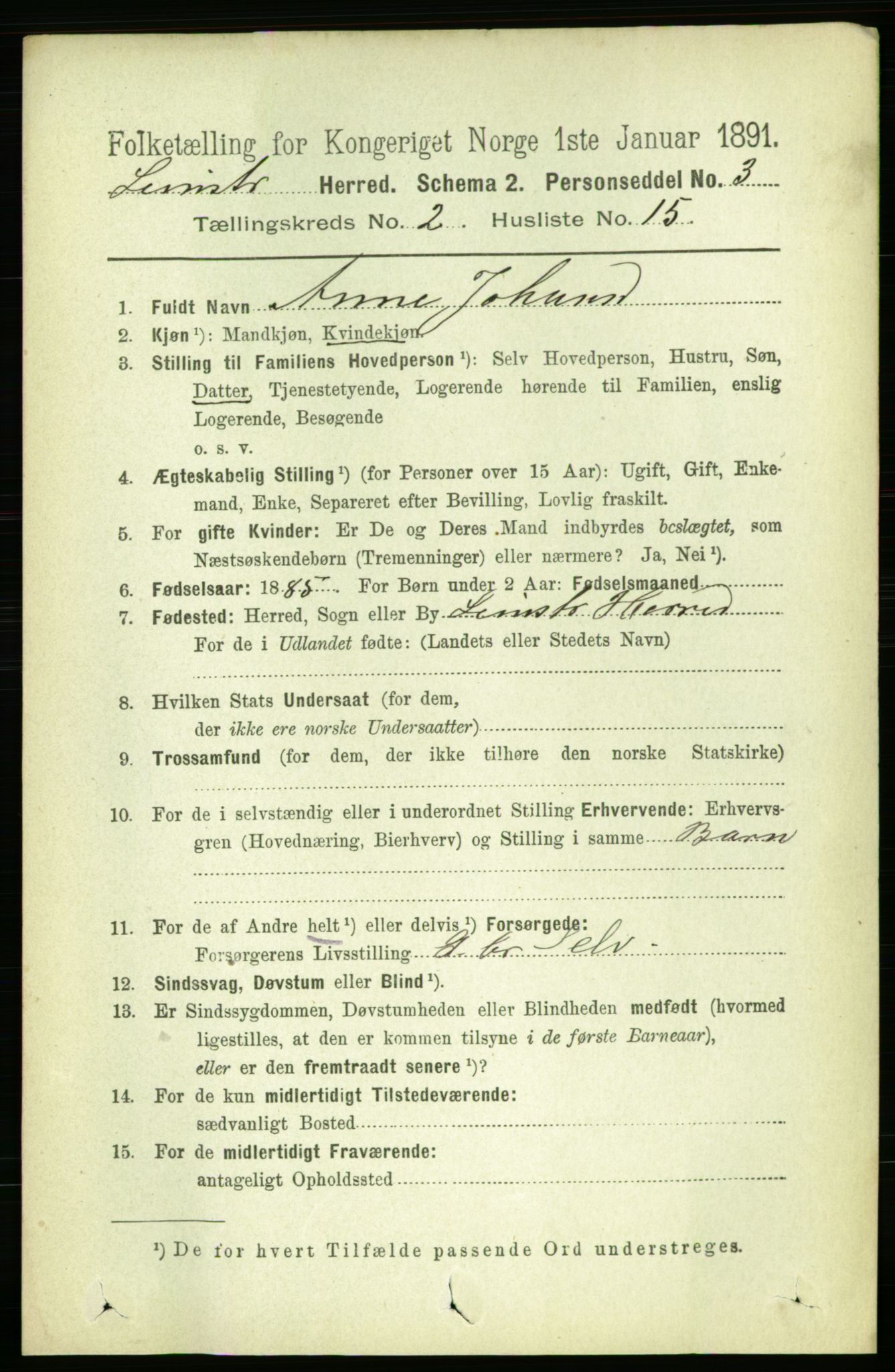 RA, 1891 census for 1654 Leinstrand, 1891, p. 590