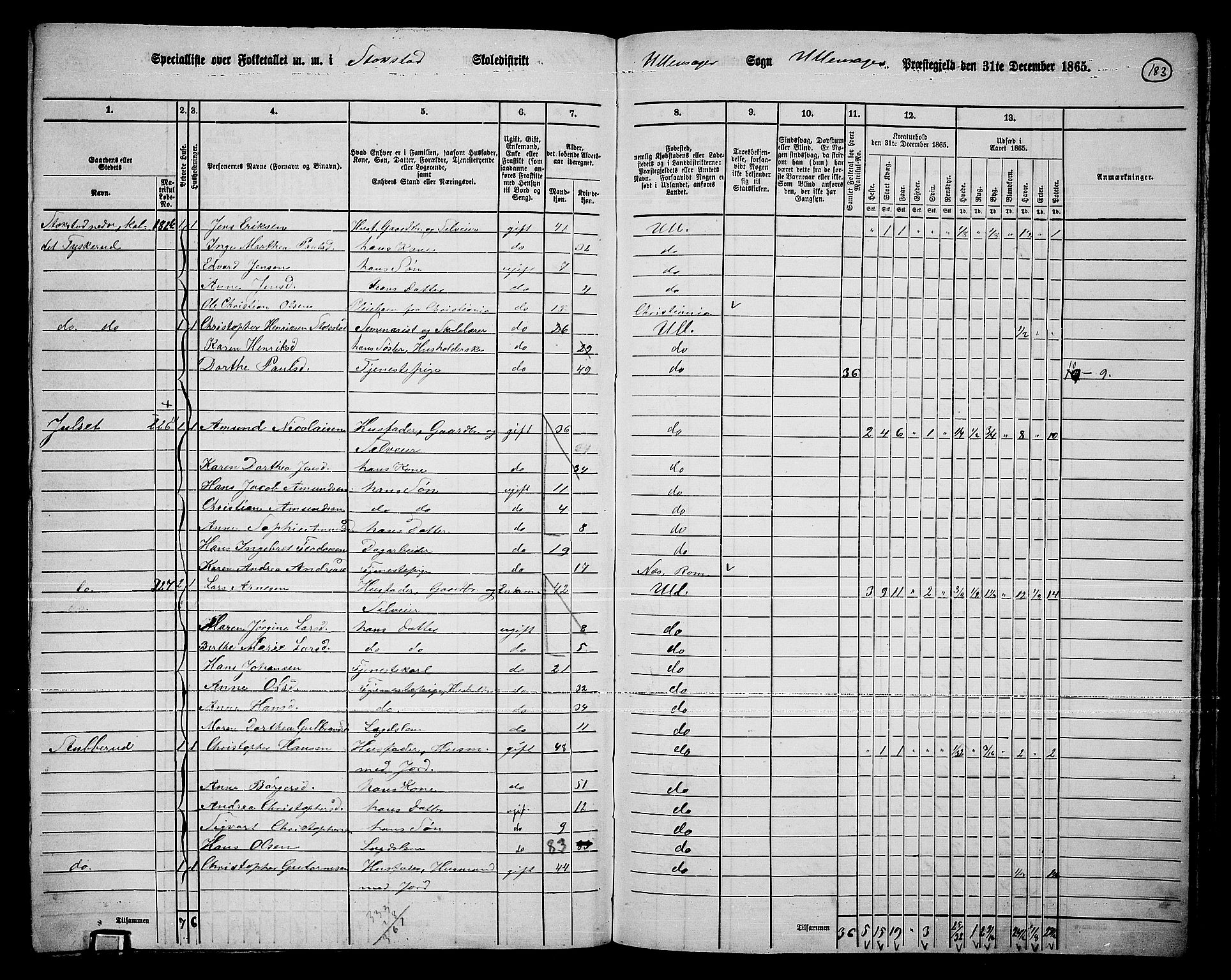 RA, 1865 census for Ullensaker, 1865, p. 159