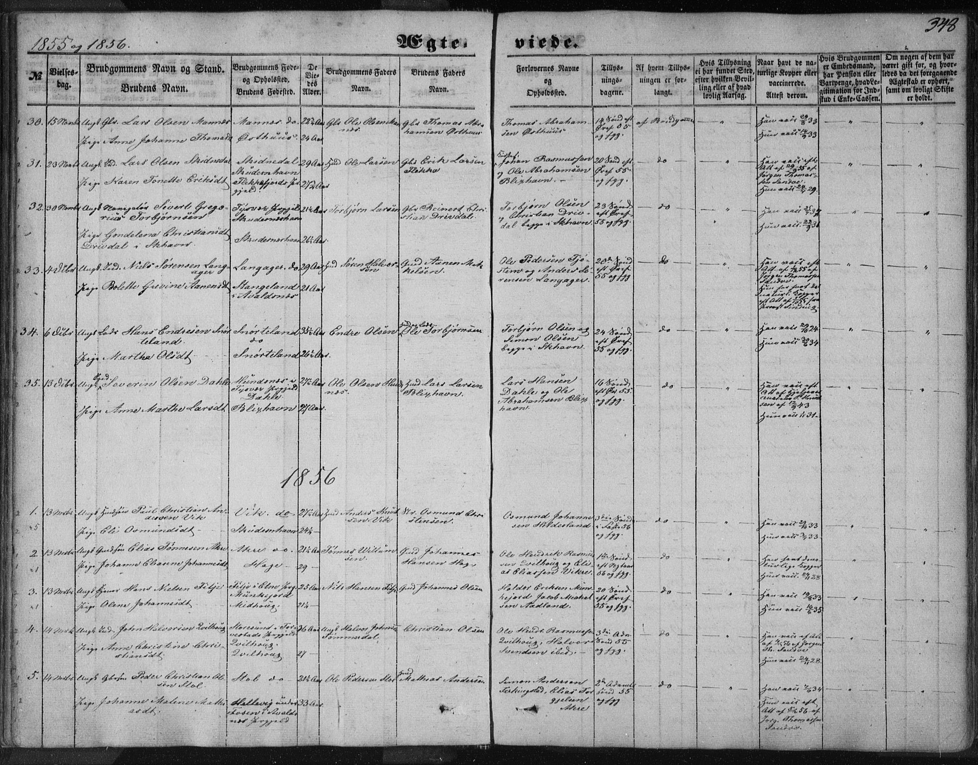 Skudenes sokneprestkontor, AV/SAST-A -101849/H/Ha/Haa/L0005: Parish register (official) no. A 3.2, 1847-1863, p. 348