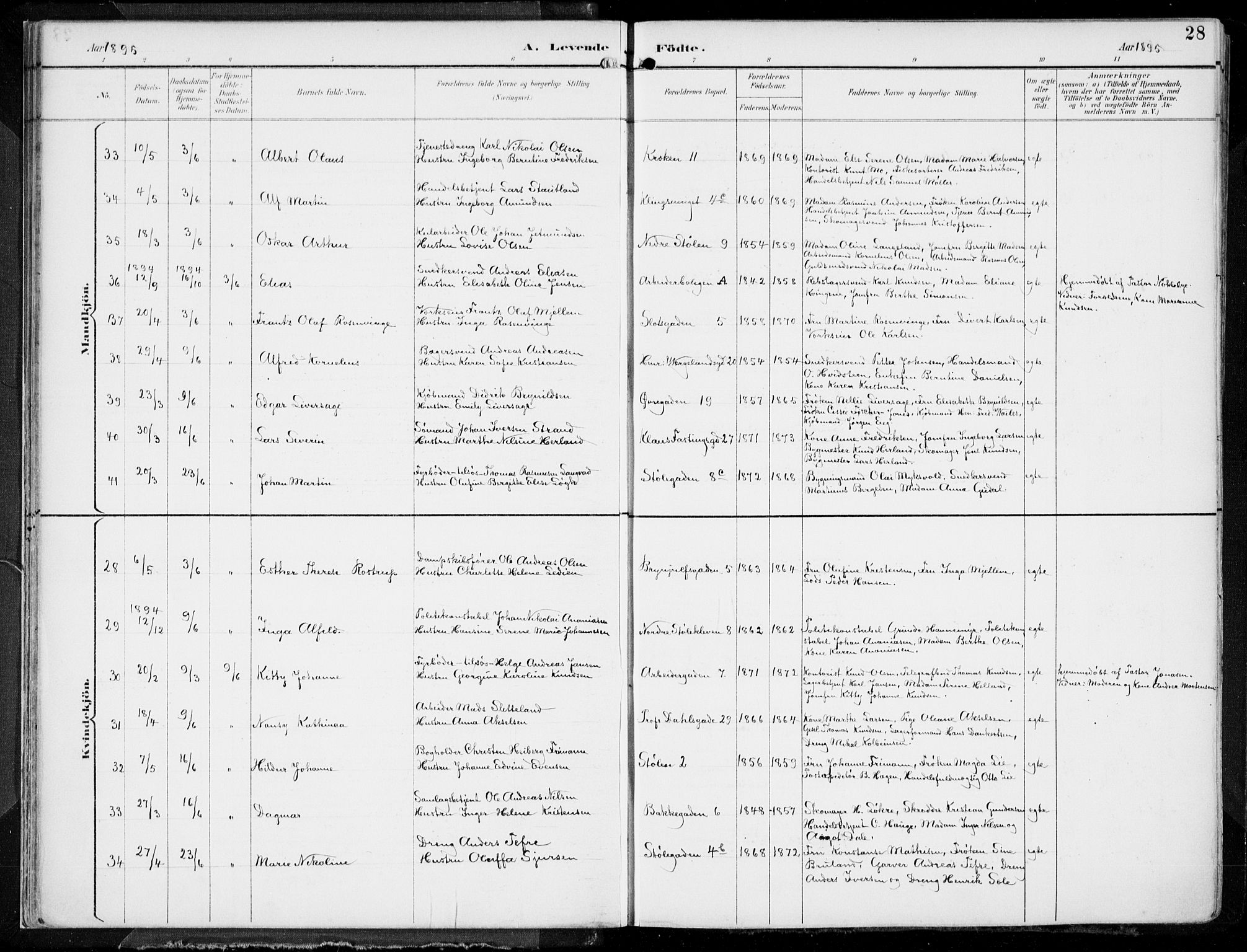 Mariakirken Sokneprestembete, AV/SAB-A-76901/H/Hab/L0005: Parish register (copy) no. A 5, 1893-1913, p. 28