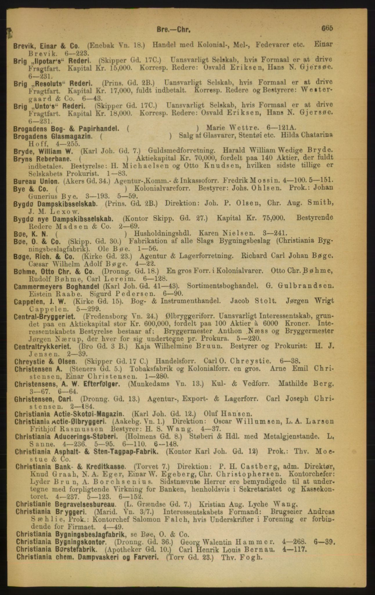 Kristiania/Oslo adressebok, PUBL/-, 1889, p. 665