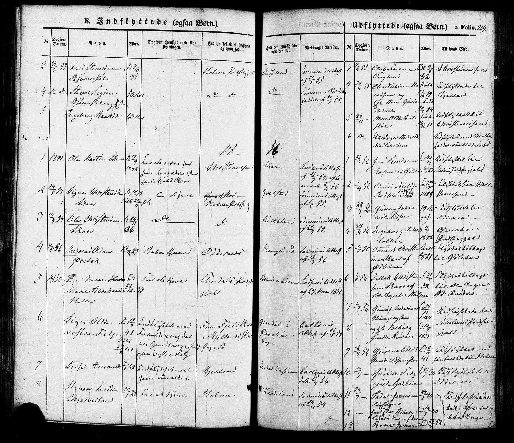 Søgne sokneprestkontor, SAK/1111-0037/F/Fa/Faa/L0002: Parish register (official) no. A 2, 1854-1882, p. 269