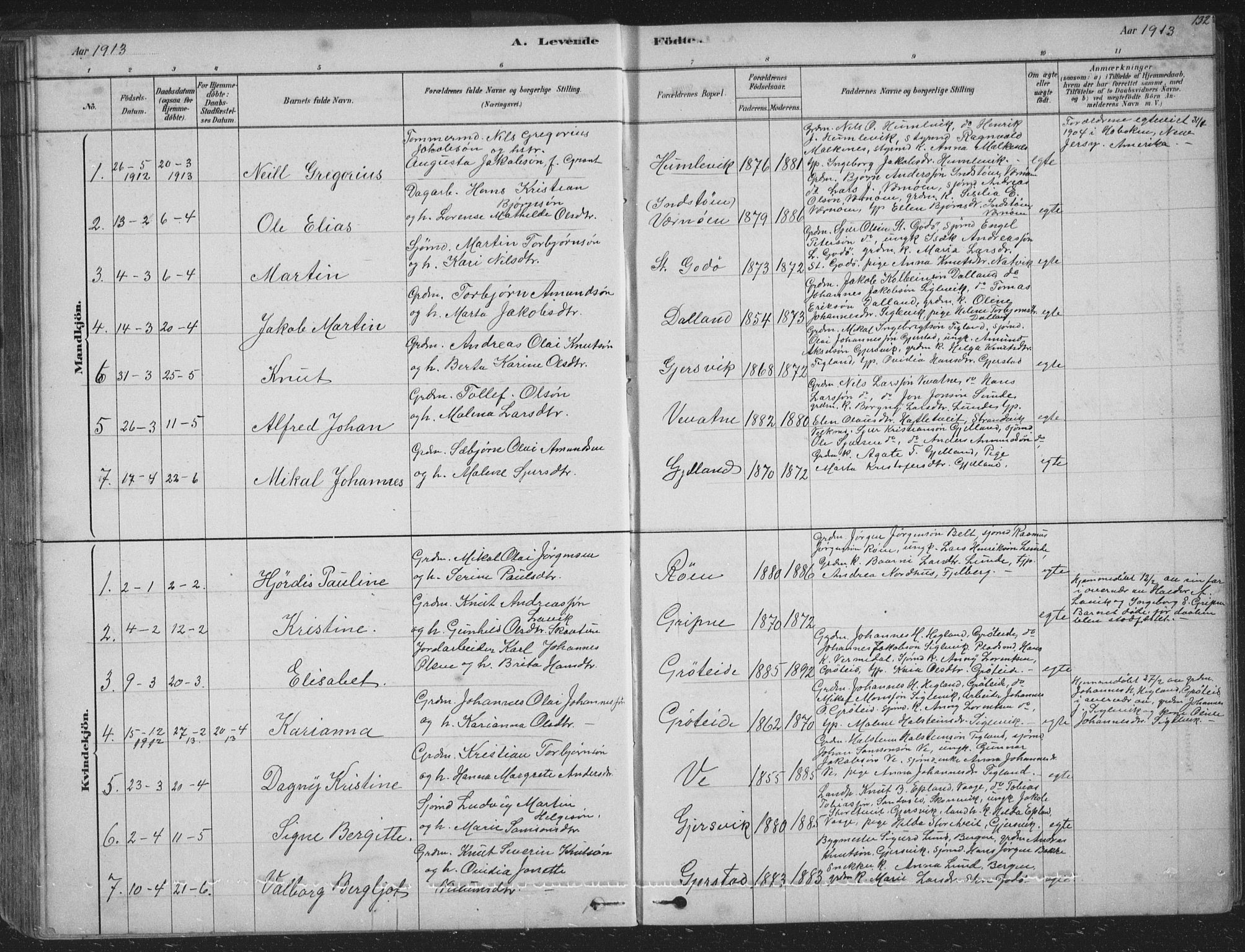 Tysnes sokneprestembete, SAB/A-78601/H/Hab: Parish register (copy) no. B 2, 1878-1918, p. 132