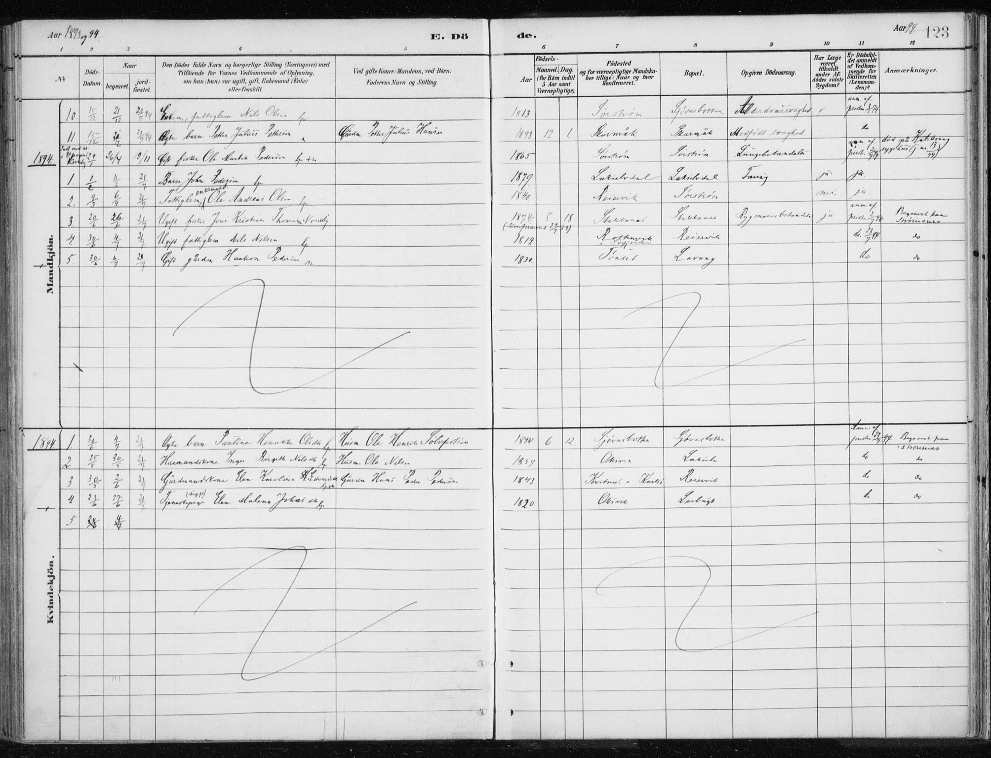 Lyngen sokneprestembete, AV/SATØ-S-1289/H/He/Hea/L0010kirke: Parish register (official) no. 10, 1883-1904, p. 123