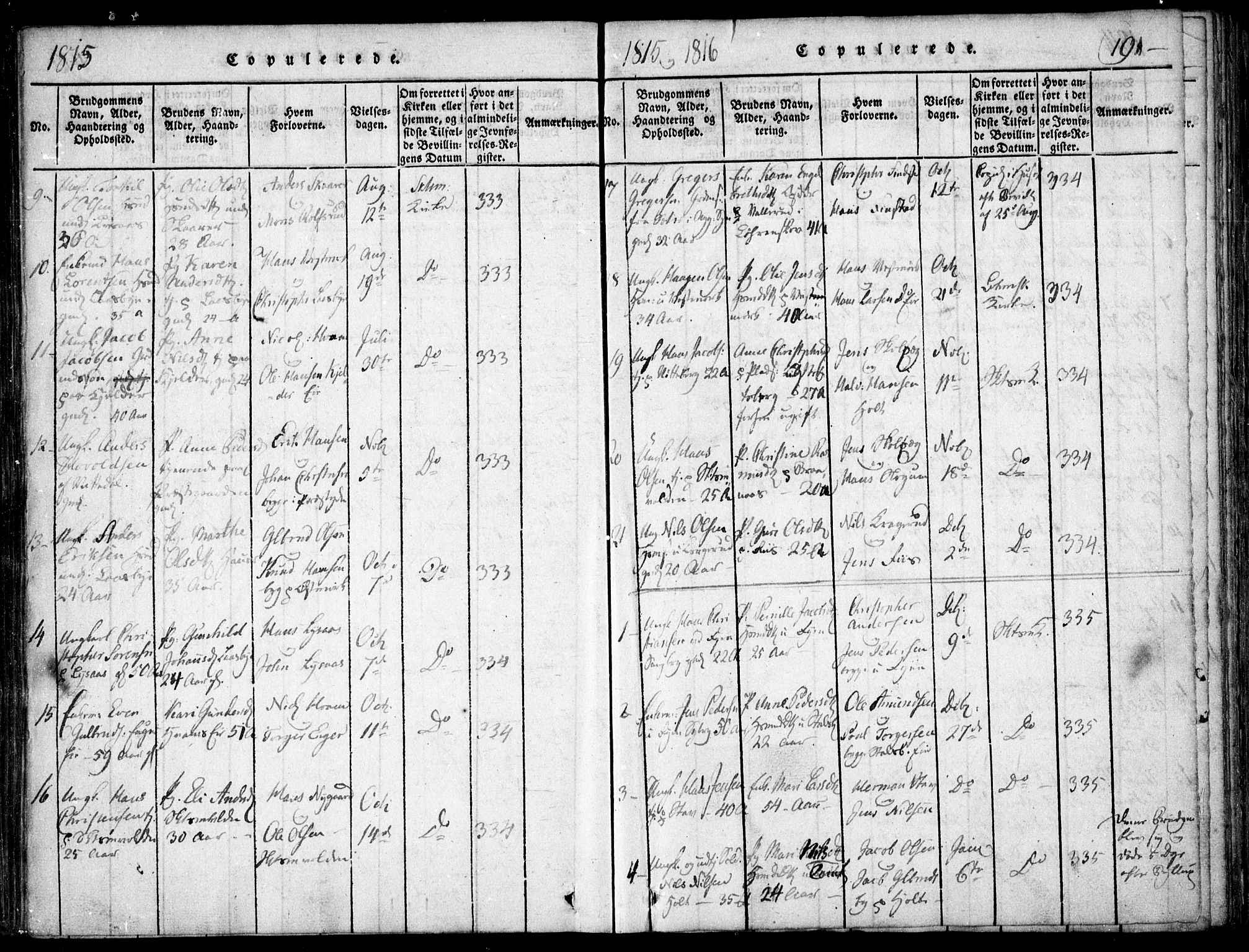 Skedsmo prestekontor Kirkebøker, SAO/A-10033a/F/Fa/L0008: Parish register (official) no. I 8, 1815-1829, p. 191