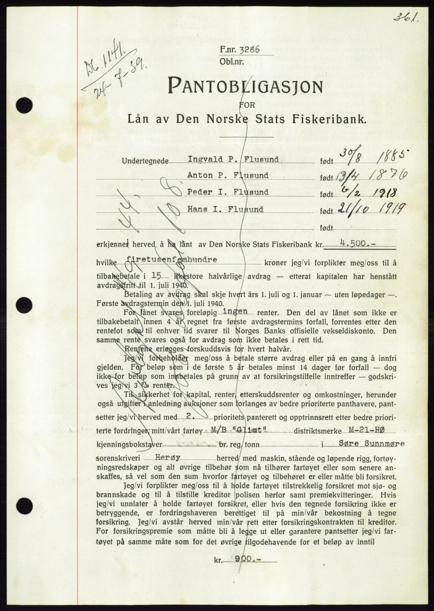 Søre Sunnmøre sorenskriveri, AV/SAT-A-4122/1/2/2C/L0068: Mortgage book no. 62, 1939-1939, Diary no: : 1141/1939