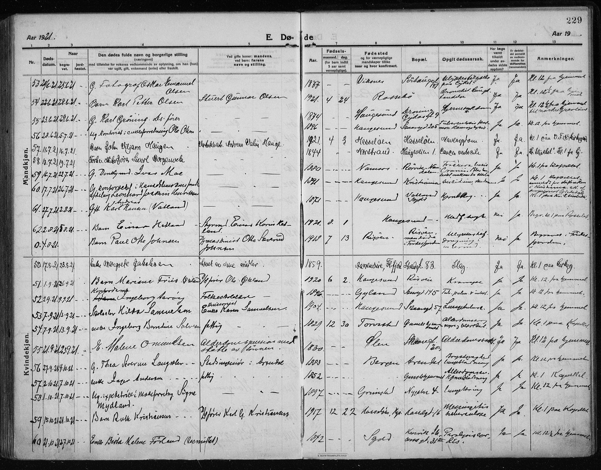 Haugesund sokneprestkontor, AV/SAST-A -101863/H/Ha/Haa/L0009: Parish register (official) no. A 9, 1914-1929, p. 229