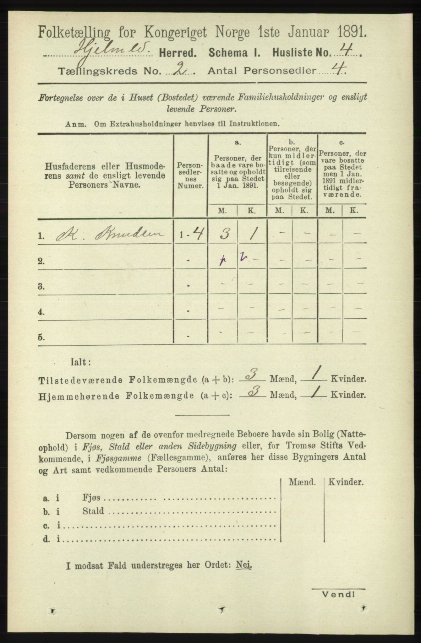 RA, 1891 census for 1133 Hjelmeland, 1891, p. 323