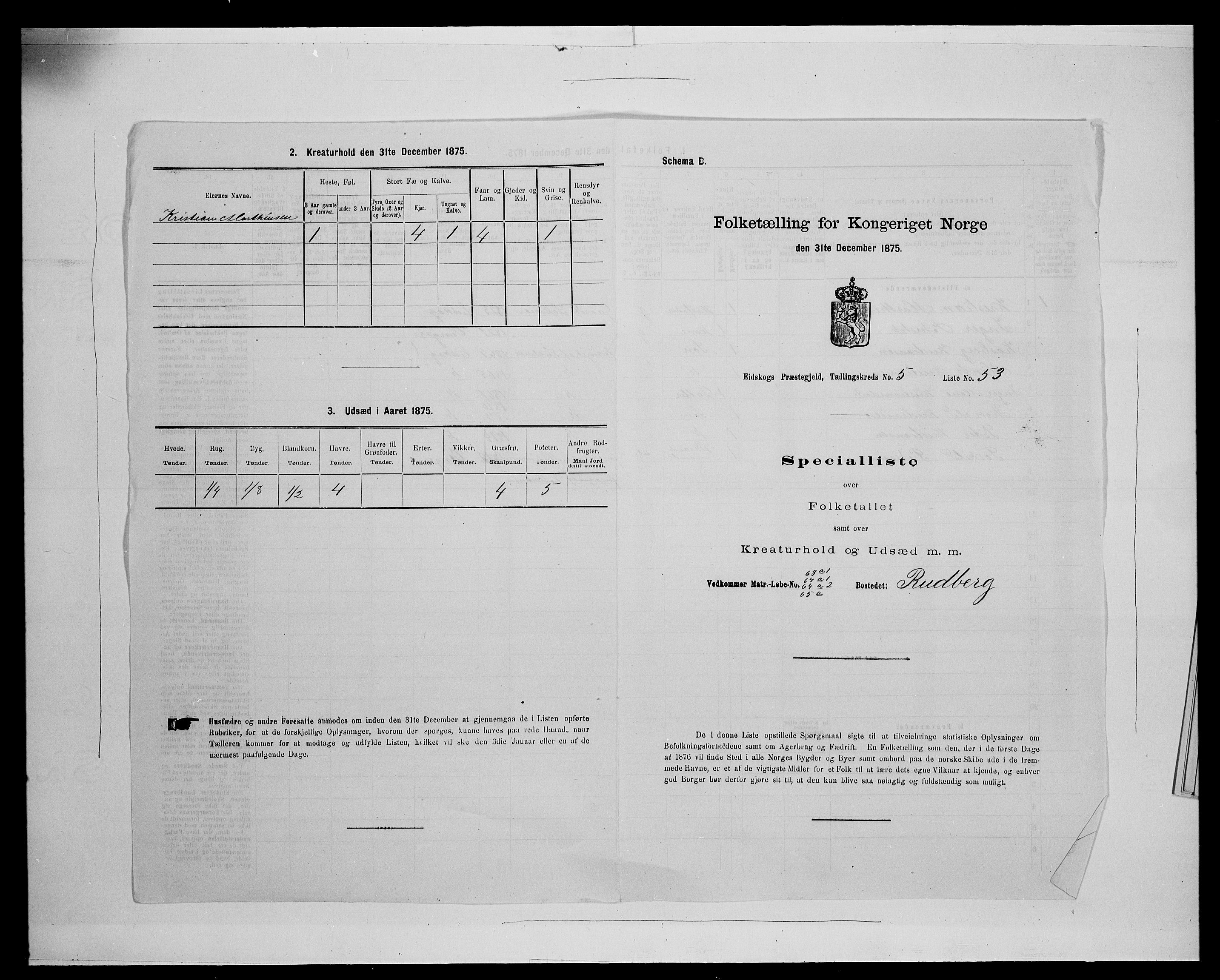 SAH, 1875 census for 0420P Eidskog, 1875, p. 945