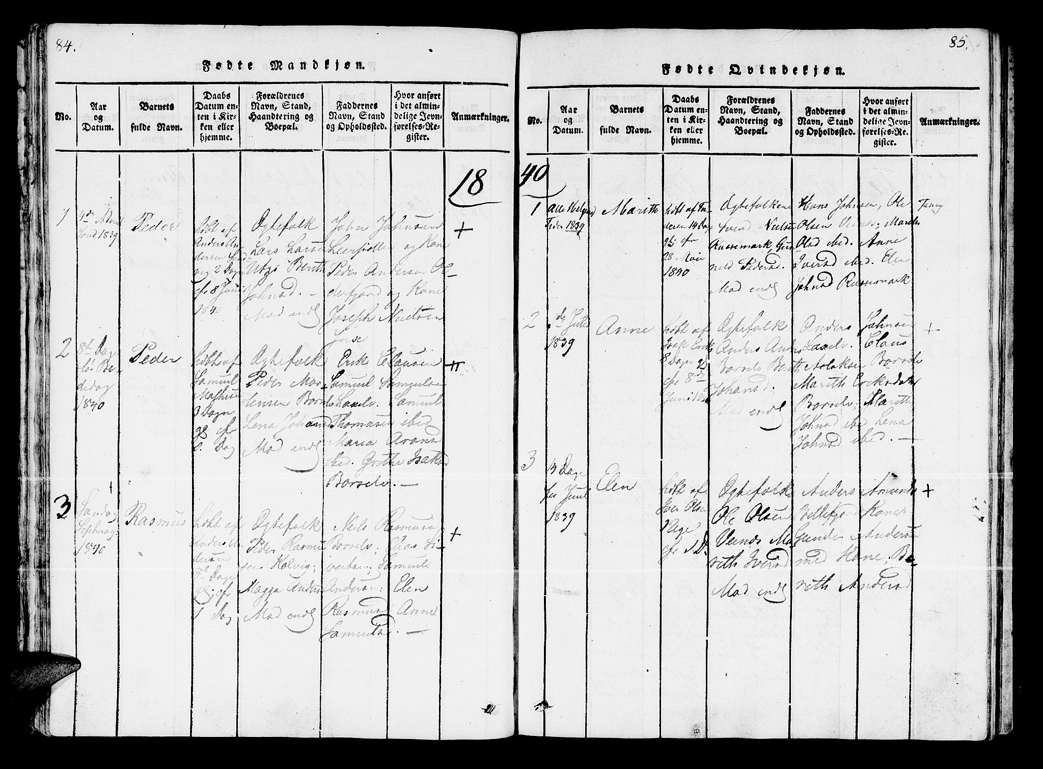 Kistrand/Porsanger sokneprestembete, AV/SATØ-S-1351/H/Ha/L0003.kirke: Parish register (official) no. 3, 1825-1842, p. 84-85