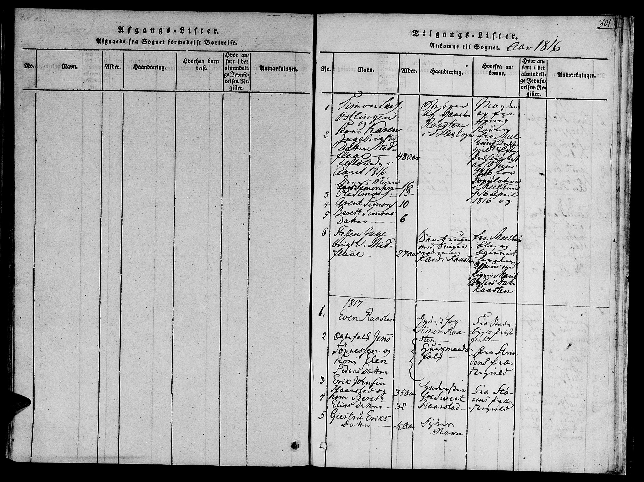 Ministerialprotokoller, klokkerbøker og fødselsregistre - Sør-Trøndelag, SAT/A-1456/618/L0439: Parish register (official) no. 618A04 /1, 1816-1843, p. 301