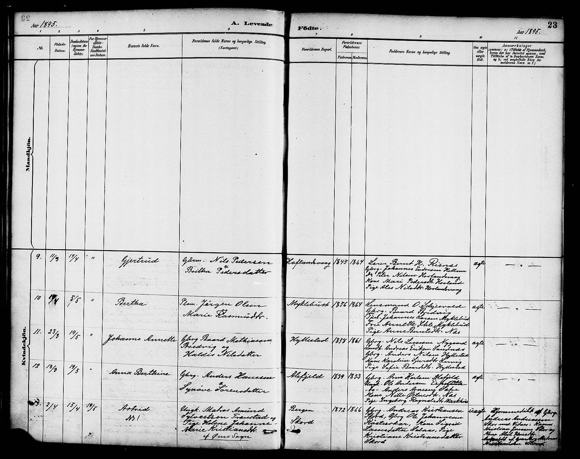 Hyllestad sokneprestembete, SAB/A-80401: Parish register (official) no. B 1, 1886-1904, p. 23