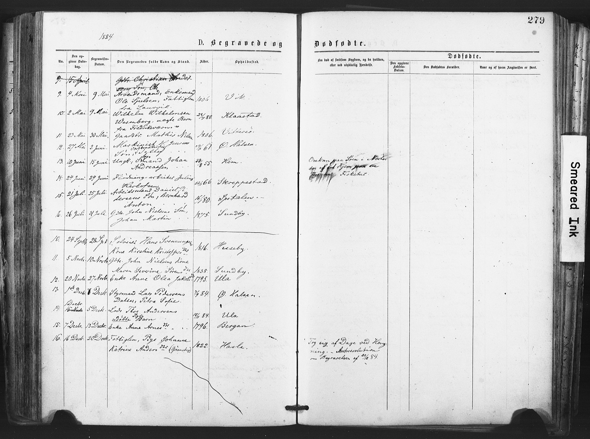Tjølling kirkebøker, SAKO/A-60/F/Fa/L0008: Parish register (official) no. 8, 1877-1886, p. 279