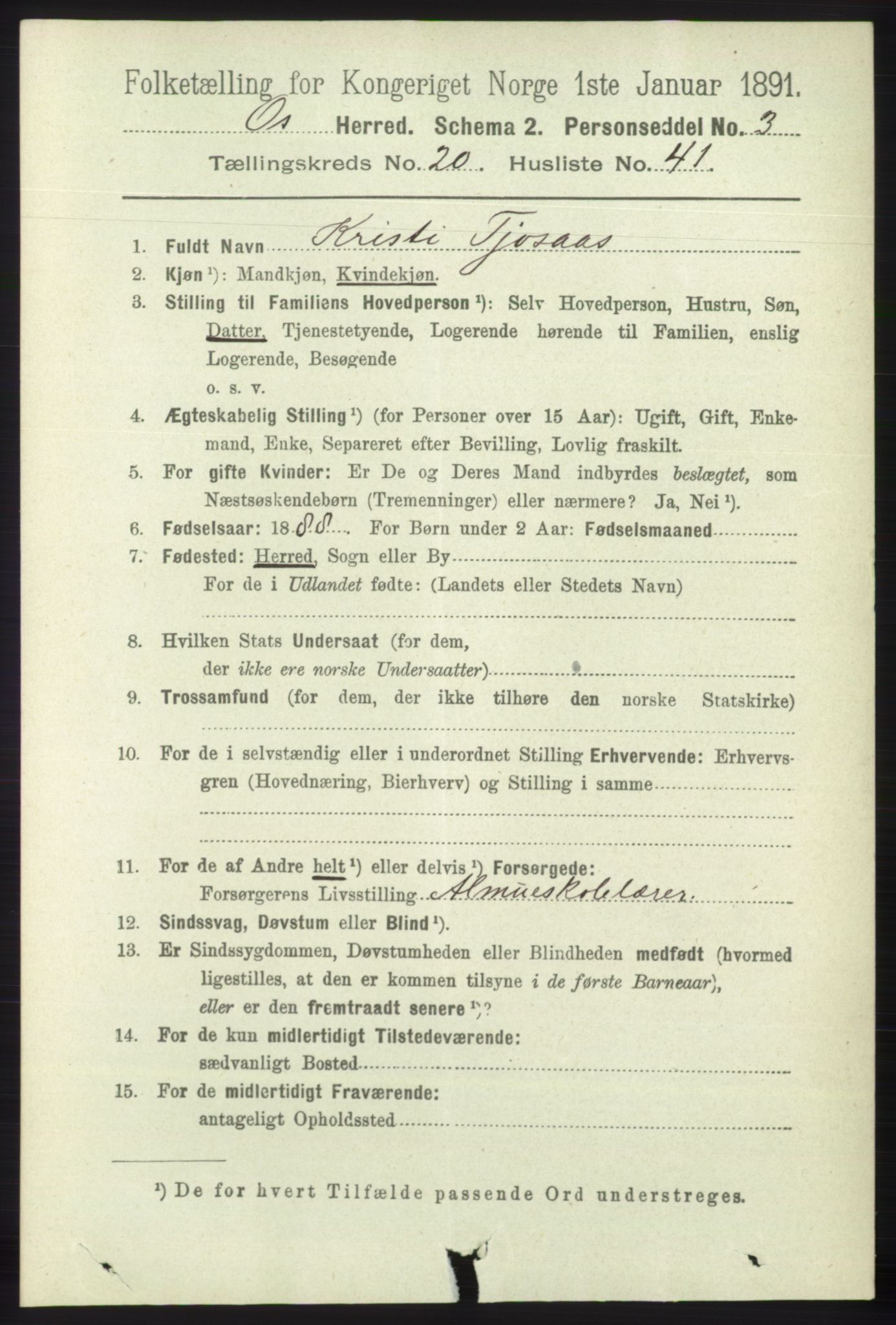 RA, 1891 census for 1243 Os, 1891, p. 4815