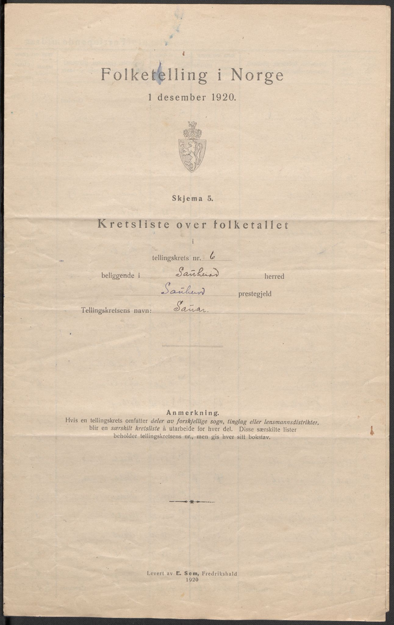 SAKO, 1920 census for Sauherad, 1920, p. 24